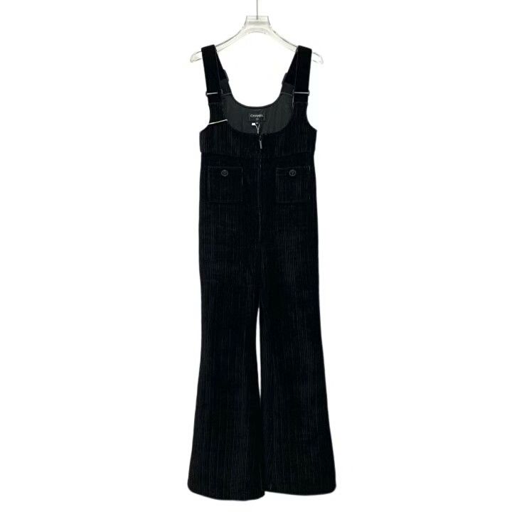 Chanel Chanel Black Logo Velvet Cotton Overalls Size 38" / US 16 / IT 52 - 1 Thumbnail