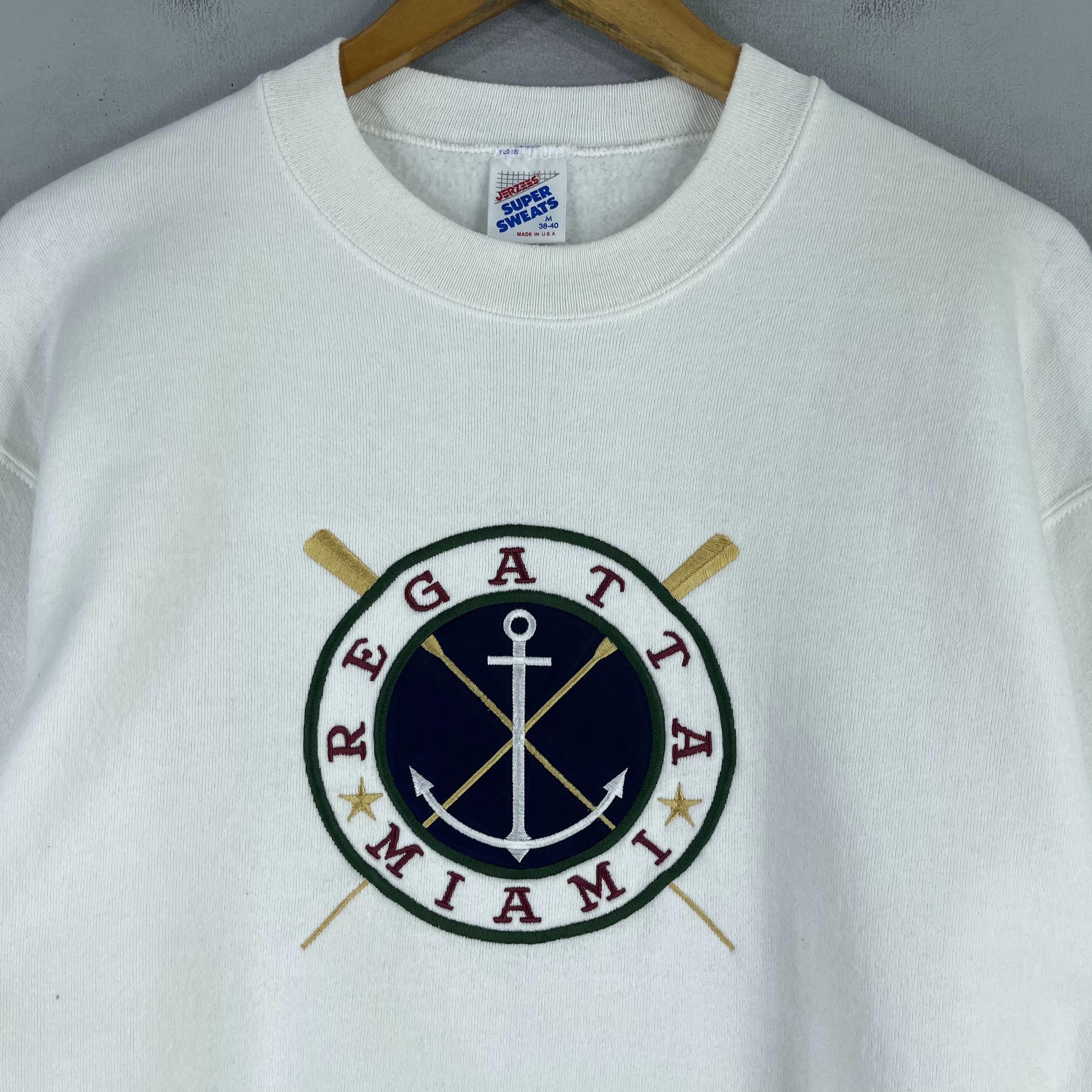 Vintage Vintage REGATTA MIAMI Beach Spellout Embroidery Sweatshirt Size US M / EU 48-50 / 2 - 2 Thumbnail