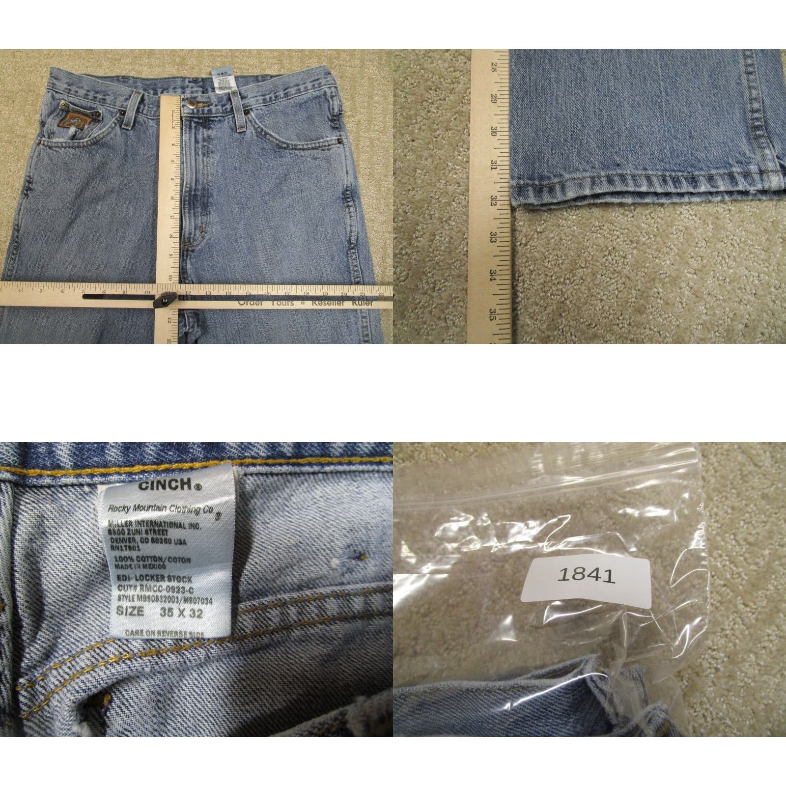 Vintage Cinch Jeans Men 35x32 Blue Slim Tapered Western Pants Light Wash Bronze Label Jeans Shirt Size US 35 - 8 Thumbnail
