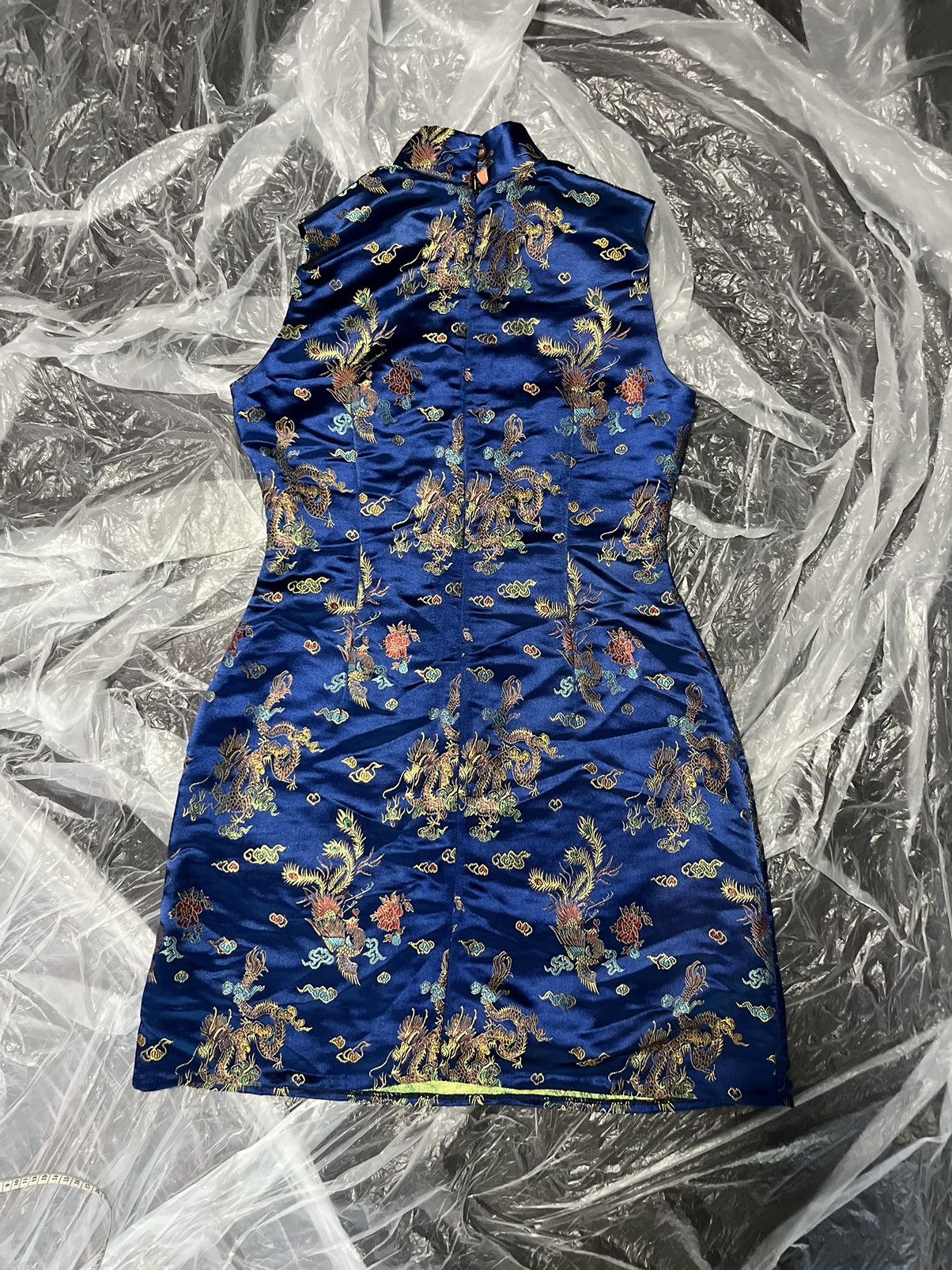 Japanese Brand × Vintage Blue Silk Dragon Dress Size M / US 6-8 / IT 42-44 - 8 Thumbnail