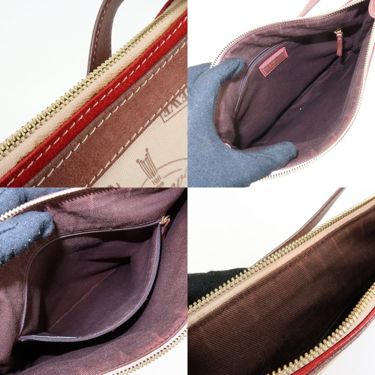 Loewe Loewe Logo Canvas & Suede Shoulder Bag Beige Size ONE SIZE - 7 Thumbnail