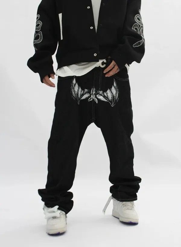 Japanese Brand × Jean Black face print washed straight jeans Size US 32 / EU 48 - 3 Thumbnail