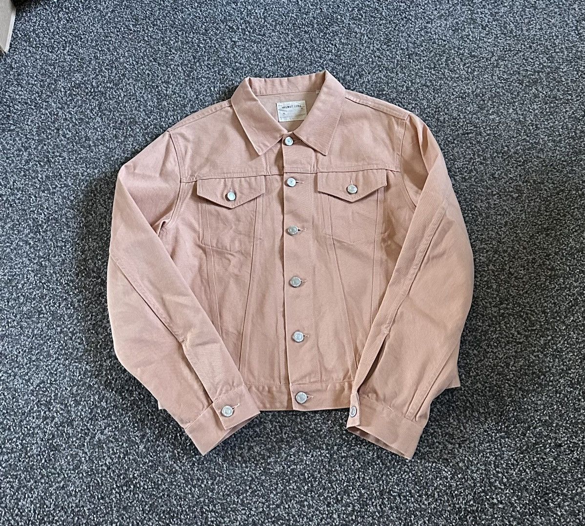 Helmut Lang Early 2000's Blush Pink Raw Silk Denim Jacket | Grailed