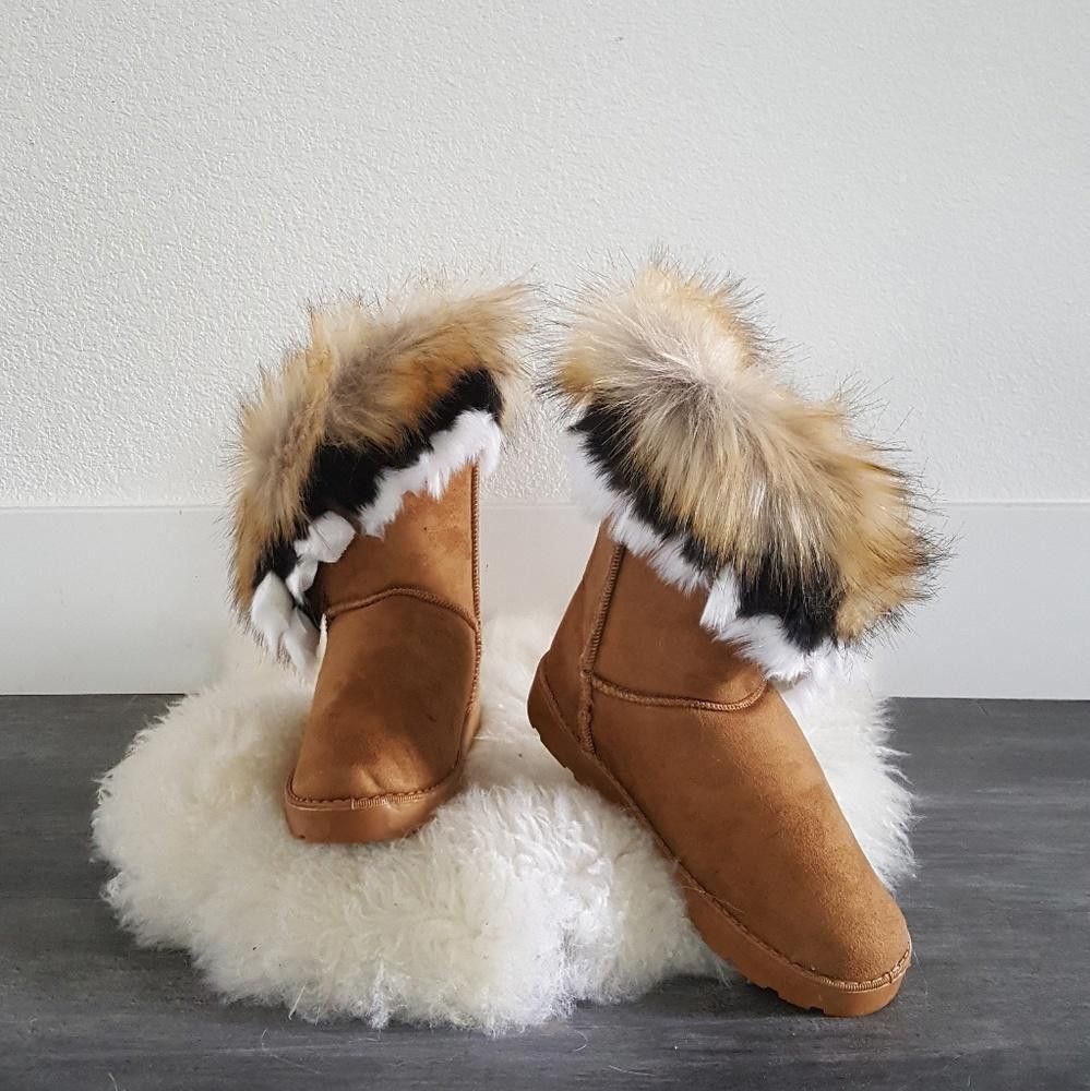 Designer Camel Suede Fur Detailed Winter Boots Size US 7.5 / IT 37.5 - 1 Thumbnail