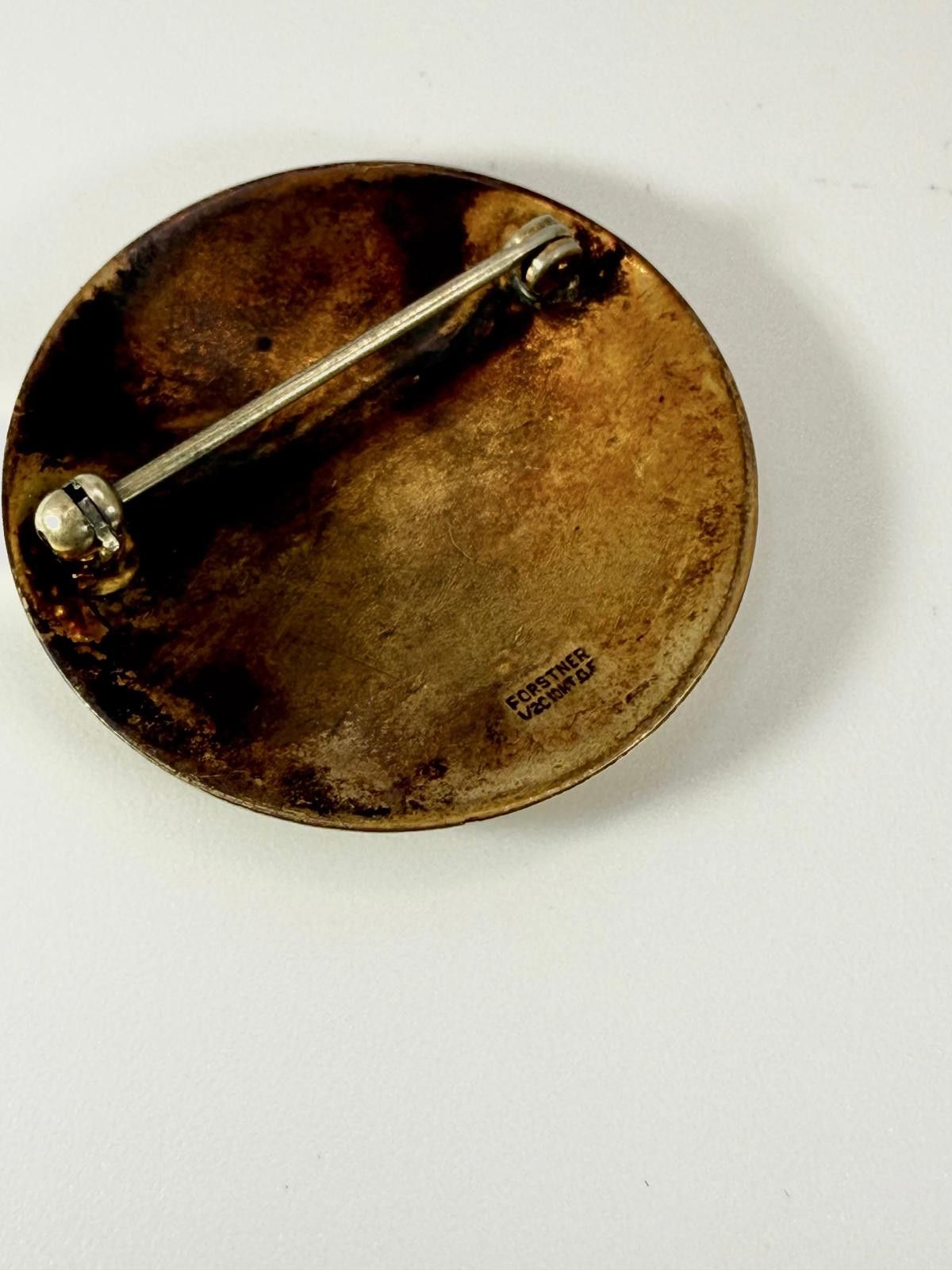 Vintage 70's Sterling Silver Floral Engraved Concho Brooch Size ONE SIZE - 3 Thumbnail