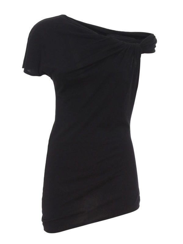 Alexander McQueen o1y0325 One-Shoulder T-Shirt in Black Size L / US 10 / IT 46 - 1 Thumbnail