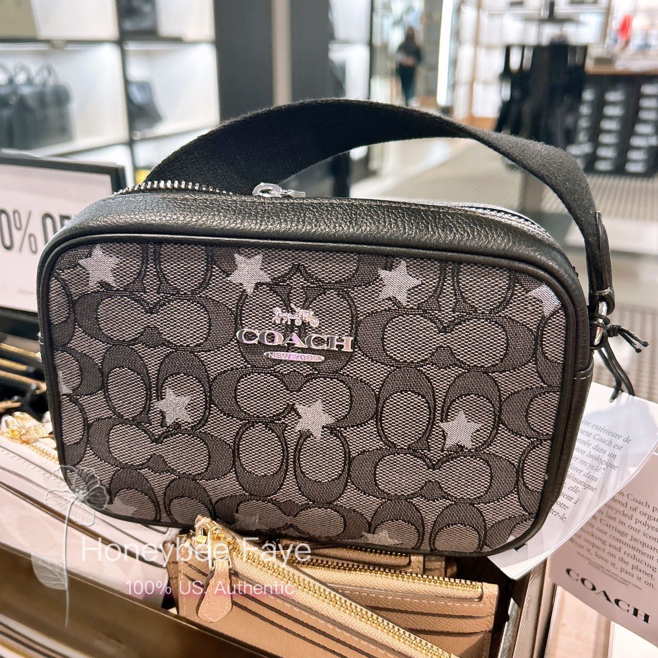 image of Coach Mini Jamie Camera Bag In Signature Jacquard Star Embroidery in Black, Women's