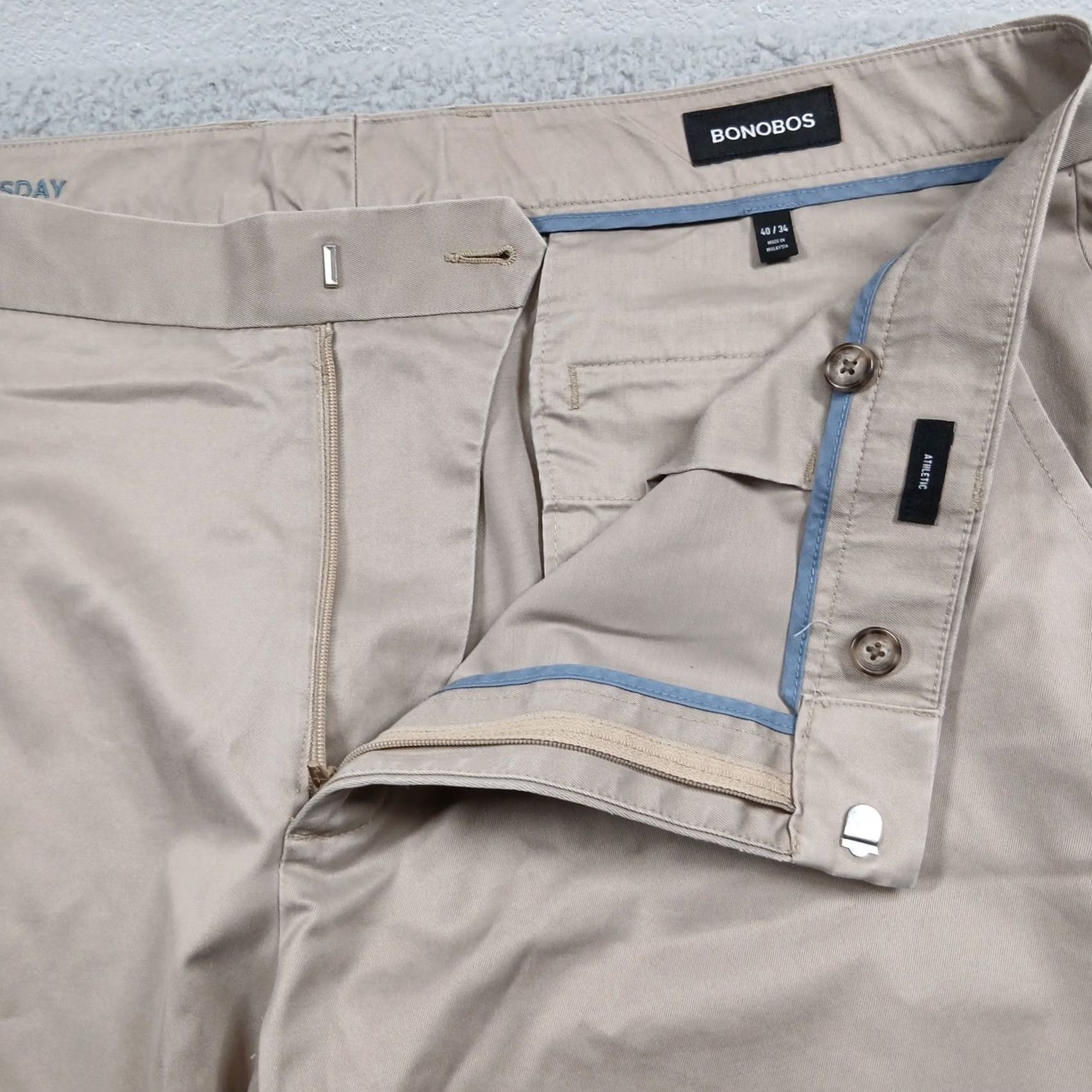 Bonobos Bonobos Chino Pants Men's 40x34 Tan Khaki Athletic Fit Stretch Cotton Slacks Size US 40 / EU 56 - 4 Thumbnail