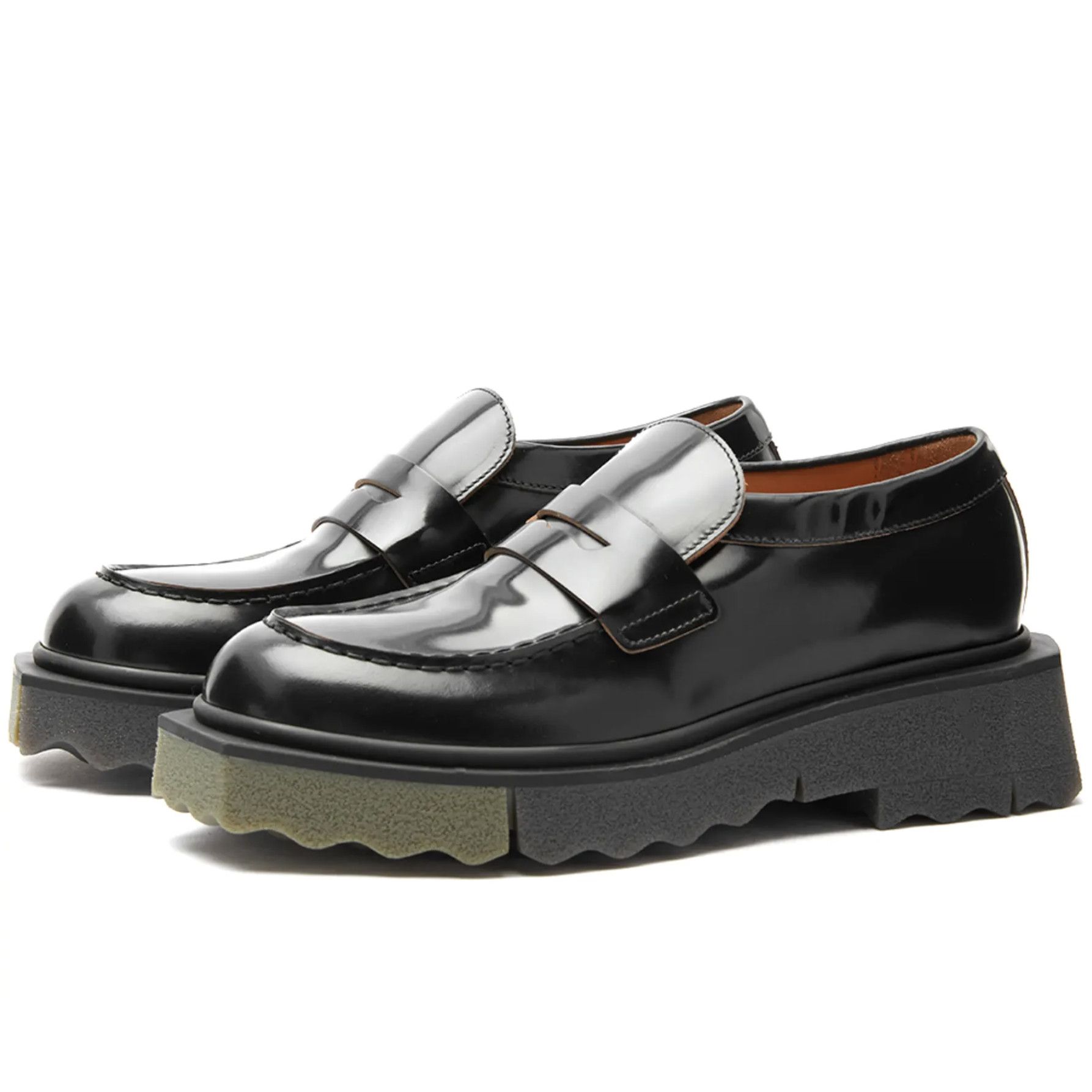image of Off White Off-White Calf Sponge Leather Loafer Black Army Green Size 41, Men's
