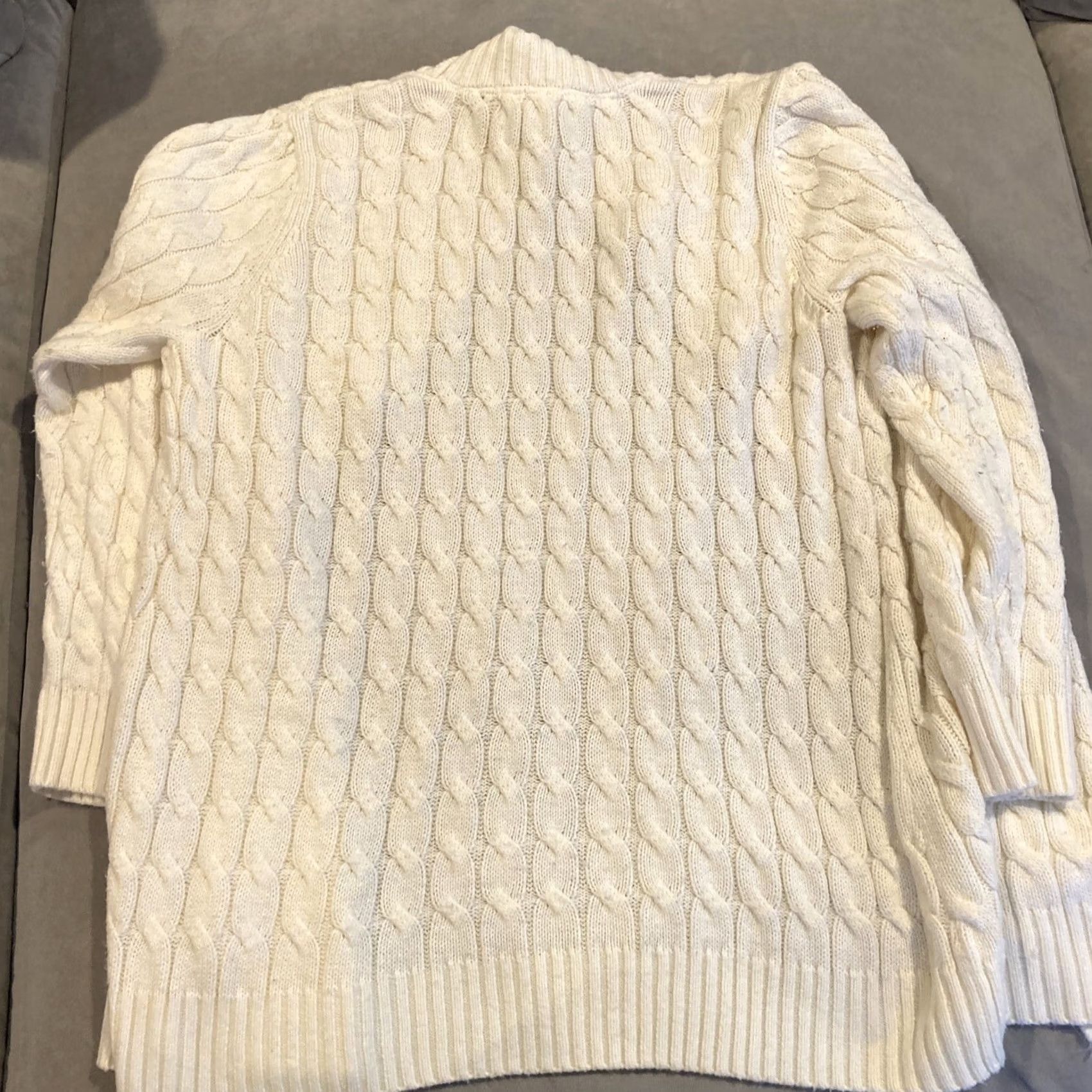 Vintage Sybelle Women's Cable-Knit Cardigan Sweater XL Ivory Button Closure Size XL / US 12-14 / IT 48-50 - 5 Thumbnail