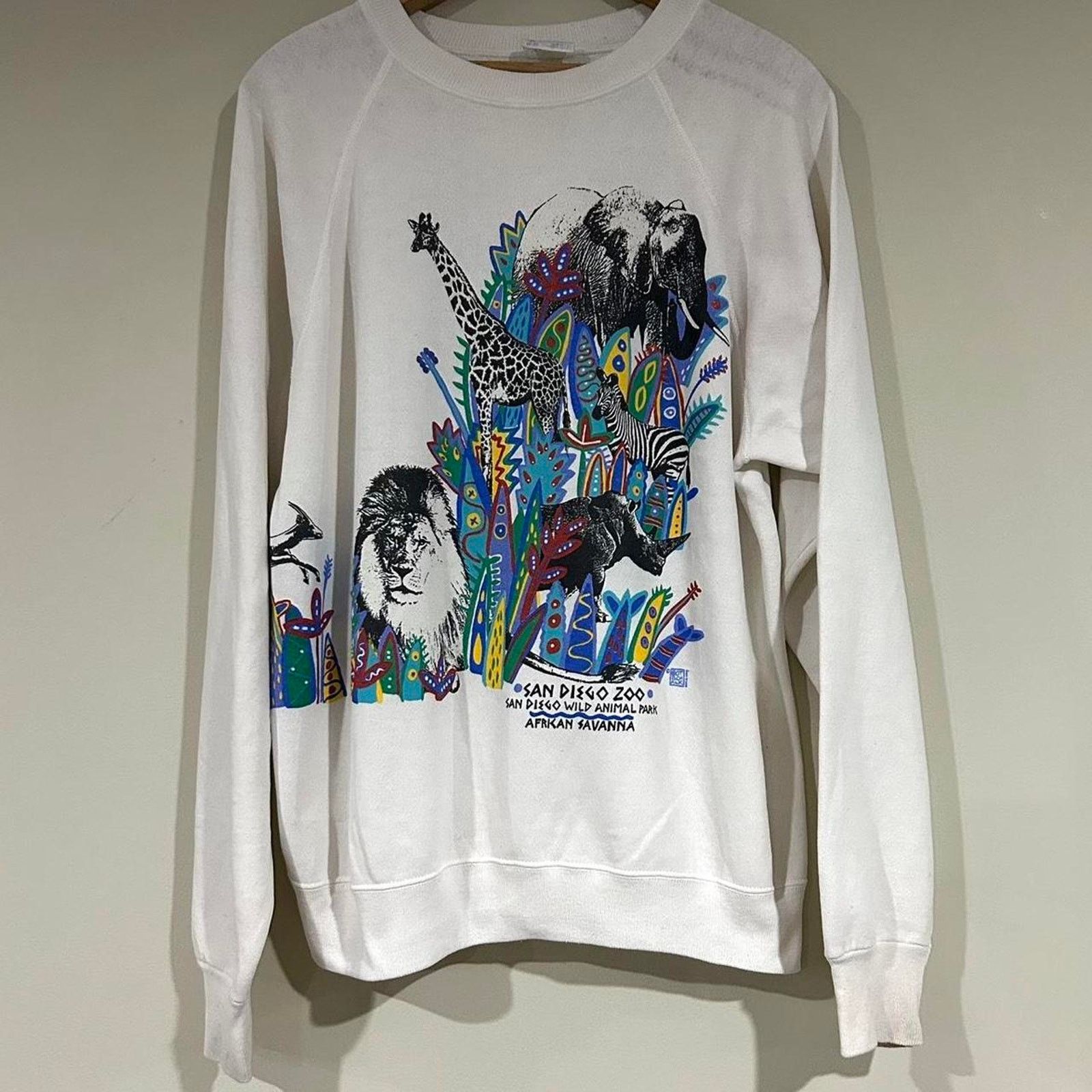 Hanes Vintage San Diego Zoo African Safari Crewneck Sweatshirt Size XL / US 12-14 / IT 48-50 - 1 Thumbnail