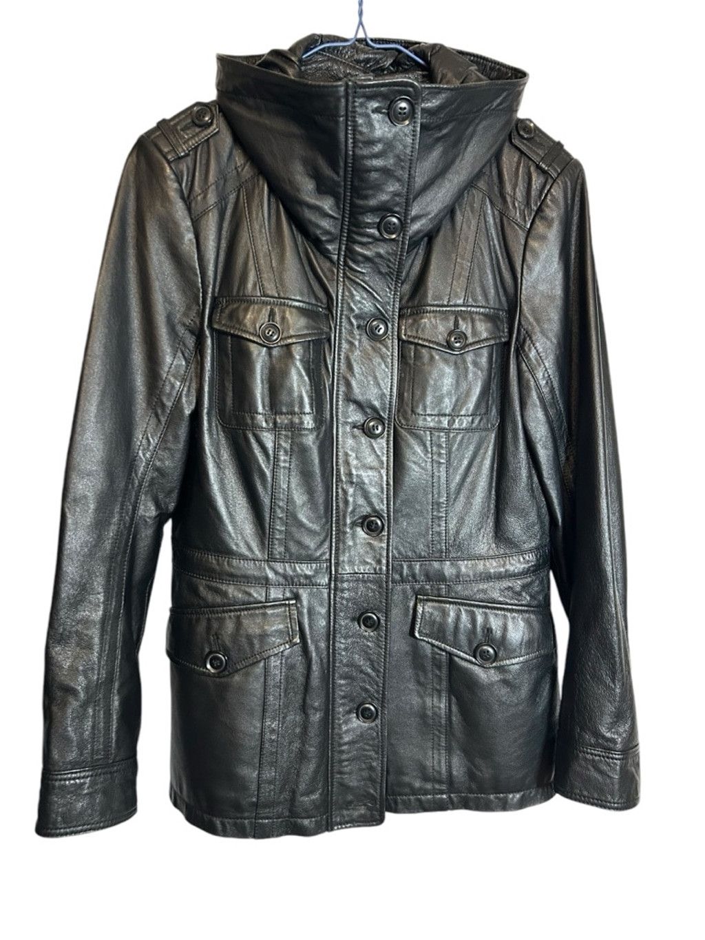 Danier DANIER Woman's Black Leather Jacket with Red Tapestry Size S / US 4 / IT 40 - 3 Thumbnail