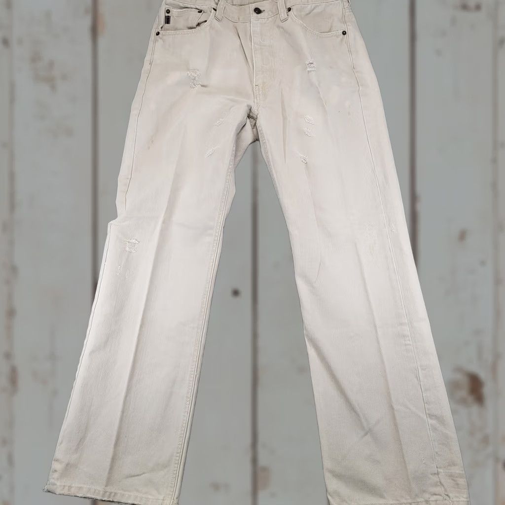 Abercrombie & Fitch Abercrombie & Fitch Jeans Mens Distressed Heavyweight Tan Khaki 32x31 5-Pocket Denim Straight Relaxed 32 Beige 90s Vintage Style Mens Size US 32 / EU 48 - 1 Thumbnail