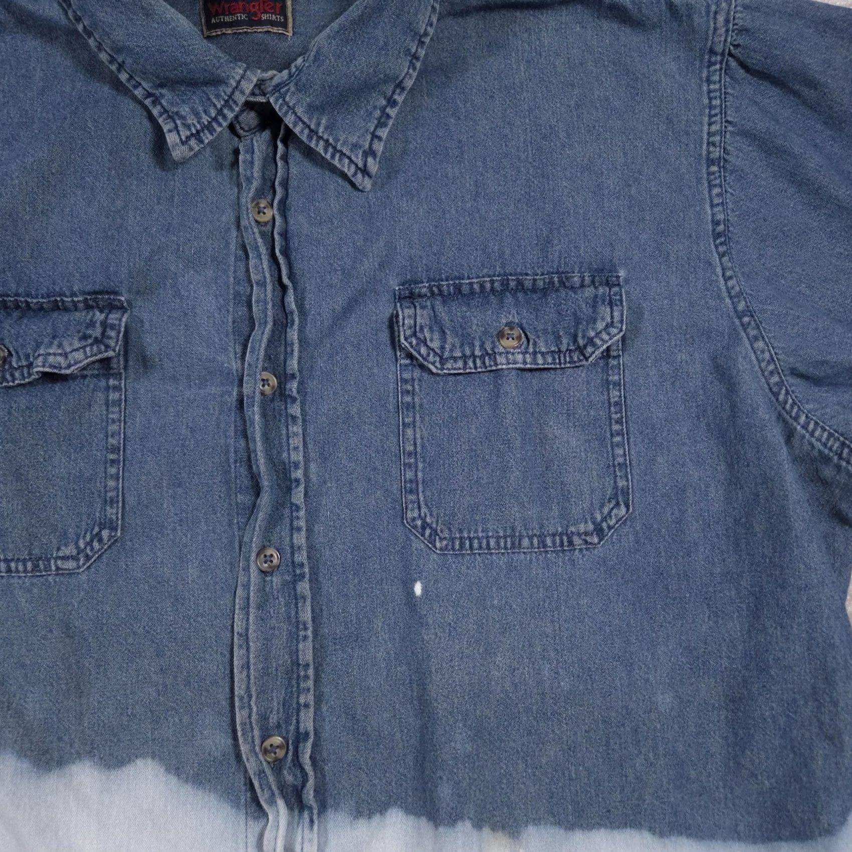 Wrangler Wrangler Shirt Mens 2XL Blue White Dip Dye Denim Western Button Down Long Sleeve Shirt Women?Oops Size US XXL / EU 58 / 5 - 4 Thumbnail