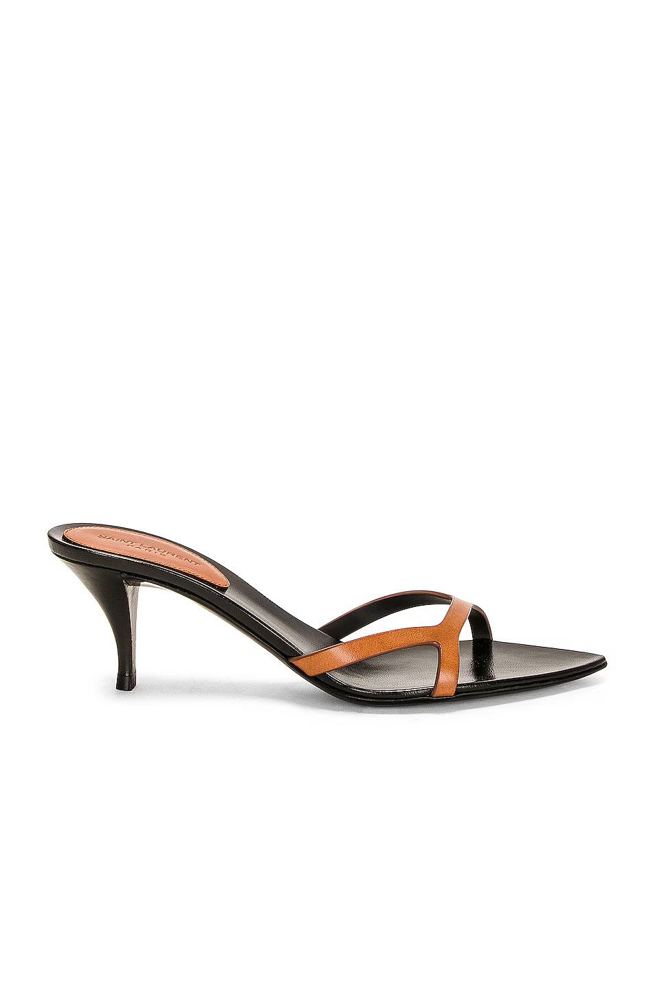 Saint Laurent Paris o1bcso1str1124 Clara Heeled Mules in Tan Size US 7.5 / IT 37.5 - 1 Thumbnail