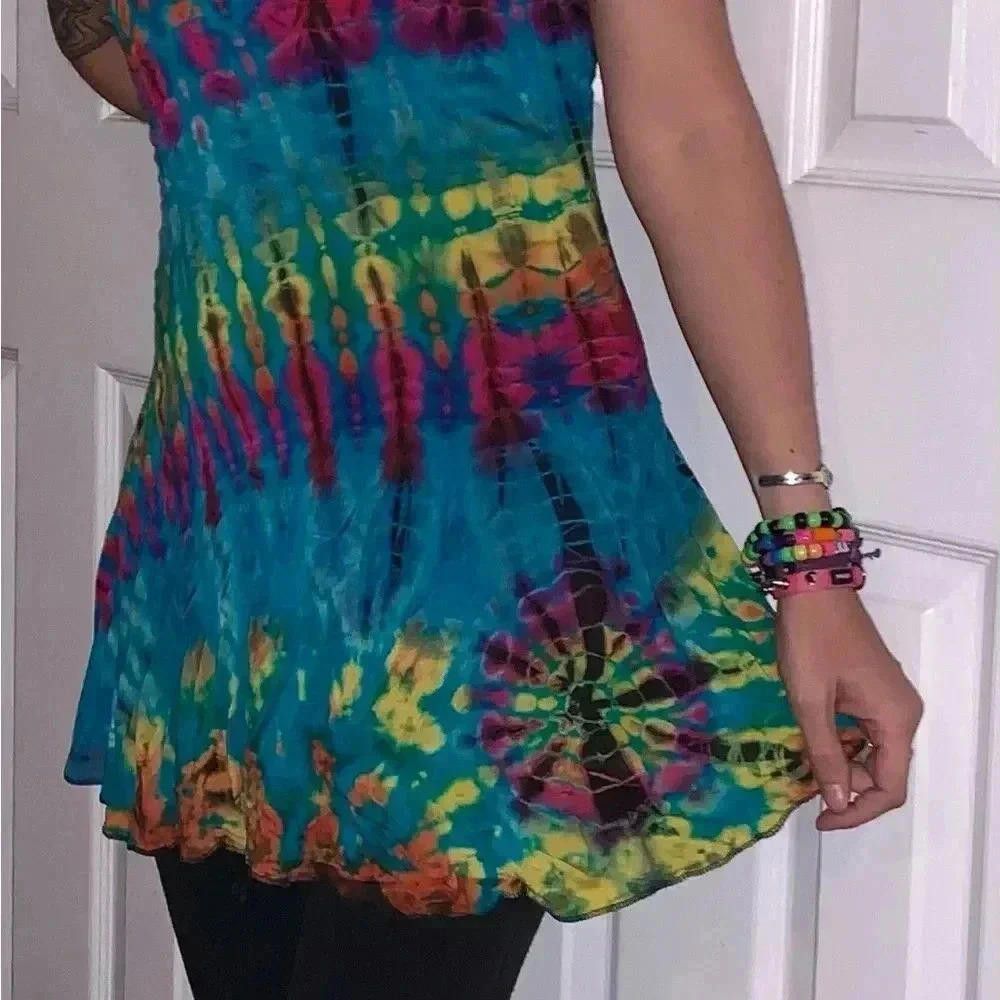 Designer Vibrant Tie-Dye Swing Dress Size M / US 6-8 / IT 42-44 - 4 Thumbnail