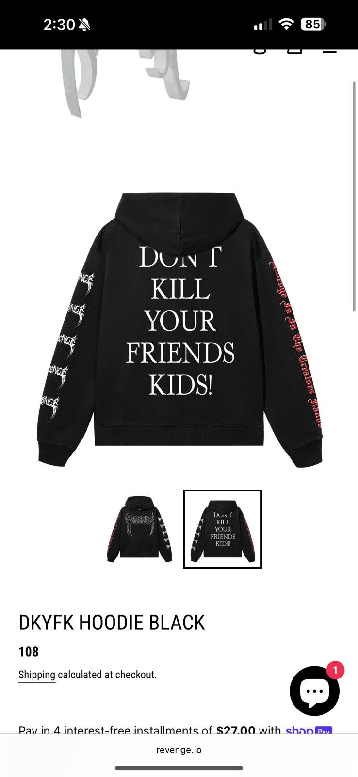 Revenge Revenge DKYFK Hoodie Black Size US L / EU 52-54 / 3 - 3 Thumbnail
