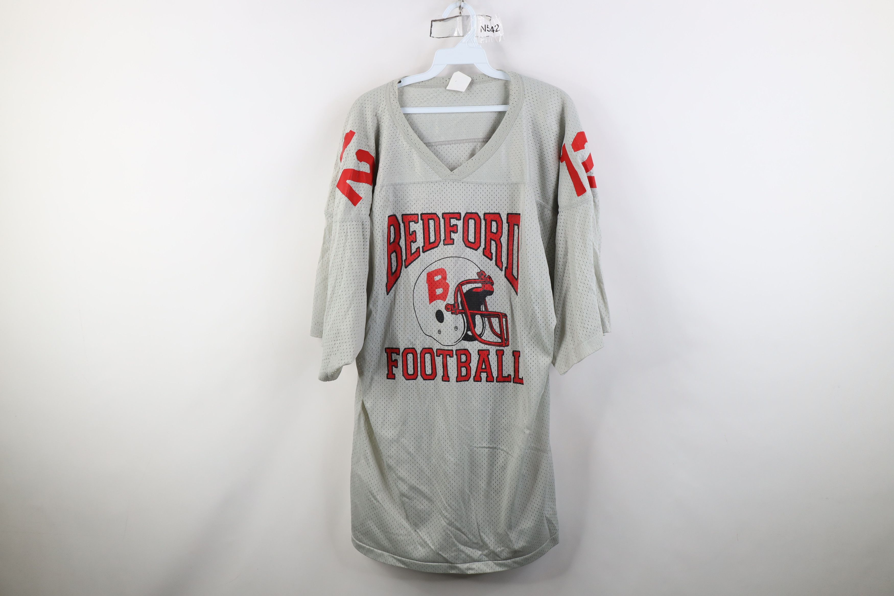 Vintage Vintage 90s Bedford Football Jersey Mesh Silver Gray USA Size US XL / EU 56 / 4 - 1 Thumbnail