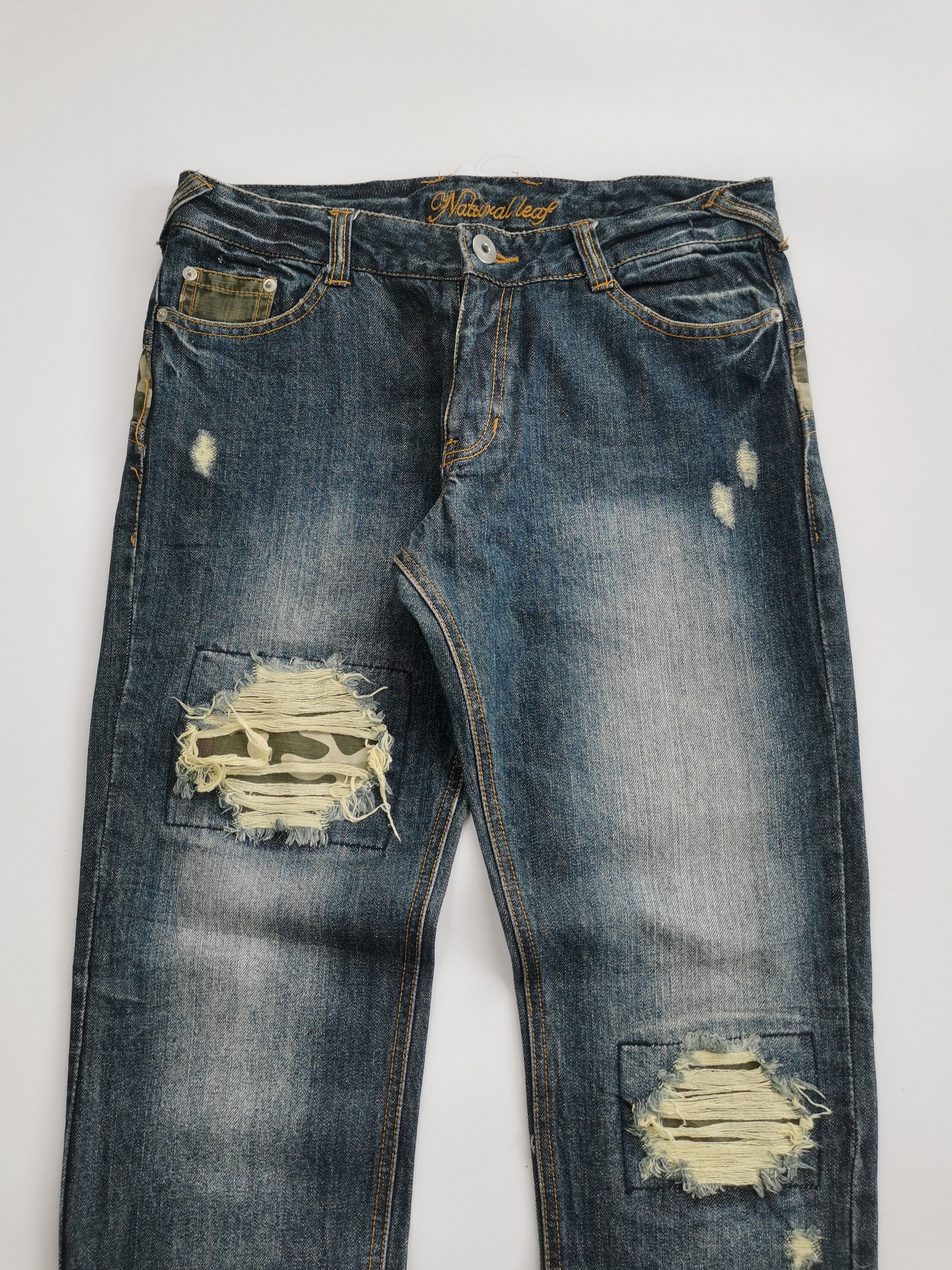Kapital natural leaf patchwork w/camo line back denim jeans Size US 32 / EU 48 - 4 Thumbnail