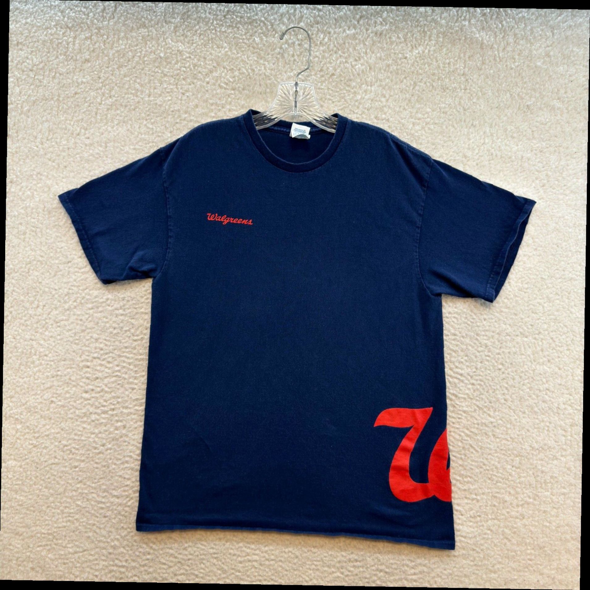 Delta vintage walgreens t shirt l large employee work uniform navy blue