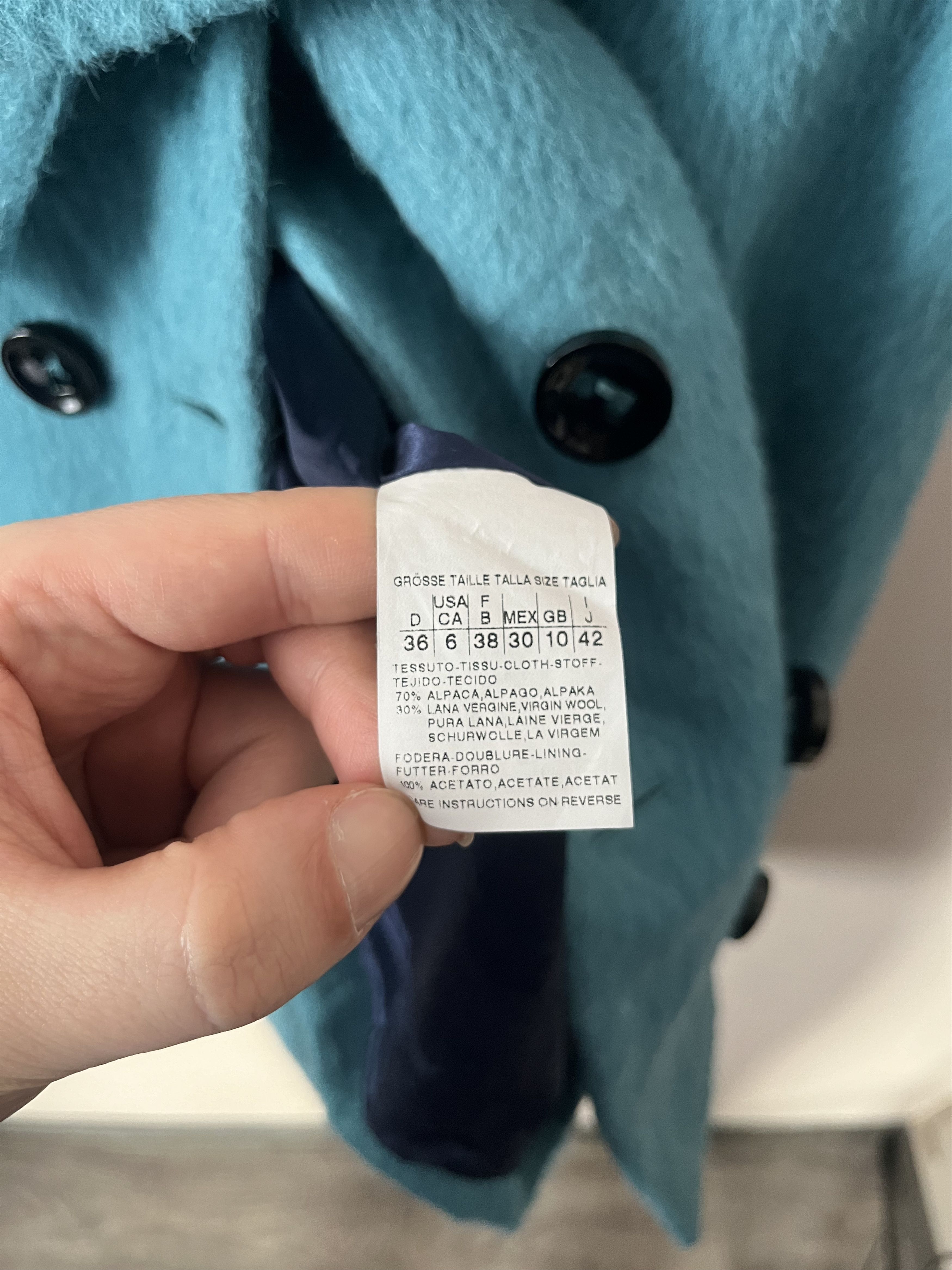 Marella Marella Womens Alpaca Wool Coat Jacket Size US 6 UK 10 Green Size M / US 6-8 / IT 42-44 - 6 Thumbnail