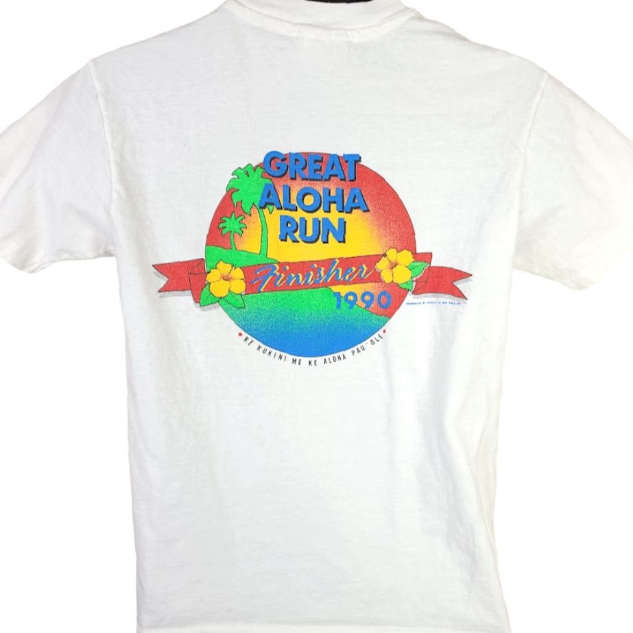 Hanes VINTAGE Hanes T-Shirt Mens Size S White 90s Great Aloha Run Hawaii Made In USA Running 10k 5k Race Mens Size US S / EU 44-46 / 1 - 4 Thumbnail