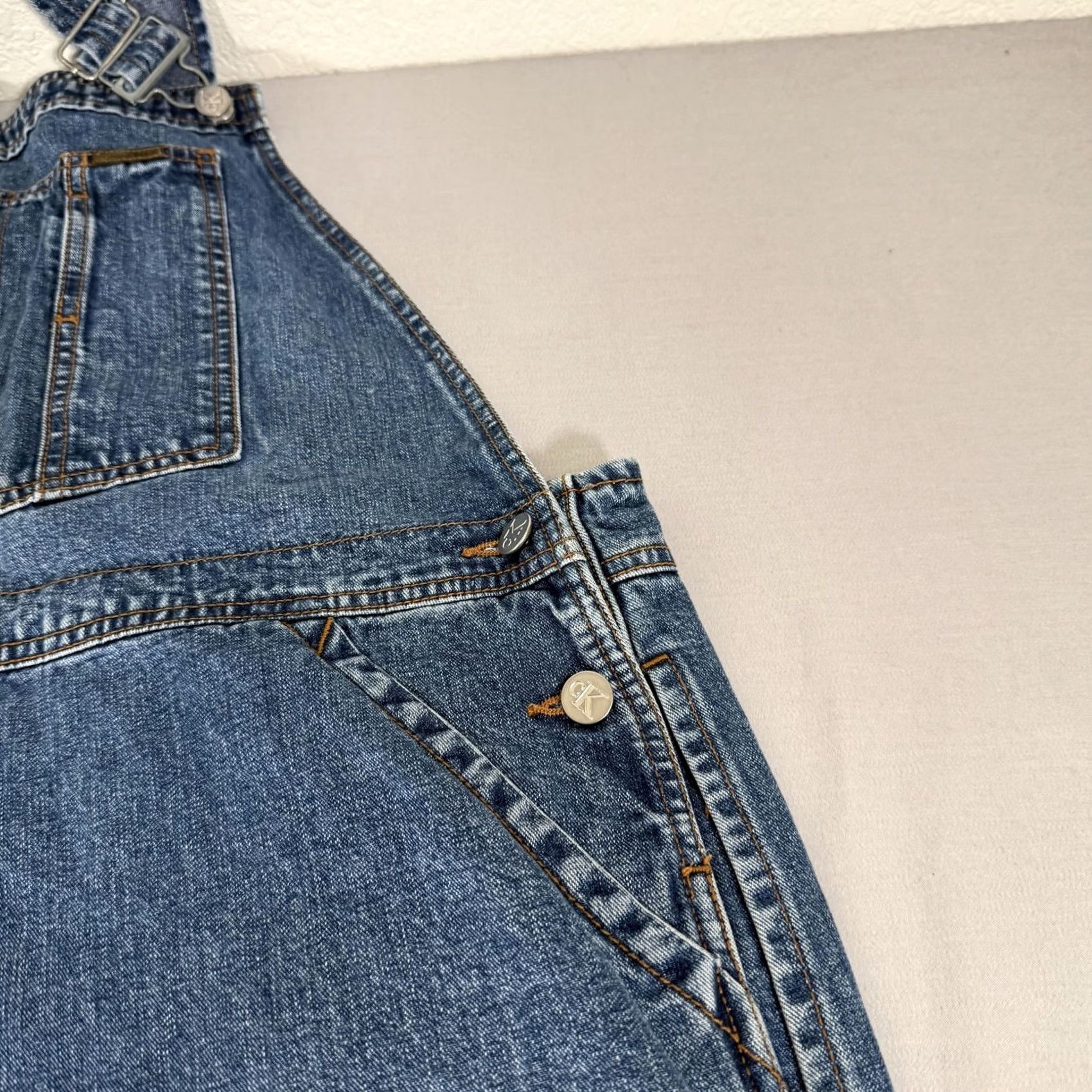 Calvin Klein VINTAGE Calvin Klein Jeans Overalls Mens XL Blue Denim Bib Carpenter Pants 90s Size US 36 / EU 52 - 4 Thumbnail