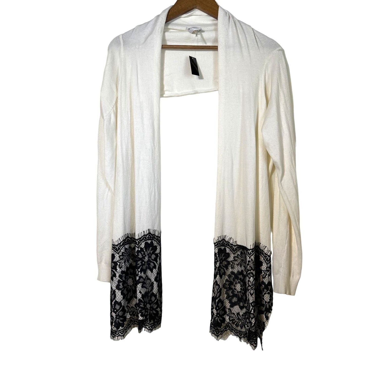 Other Sioni Cropped Wool Blend Shrug White Black Lace Medium Size M / US 6-8 / IT 42-44 - 1 Thumbnail