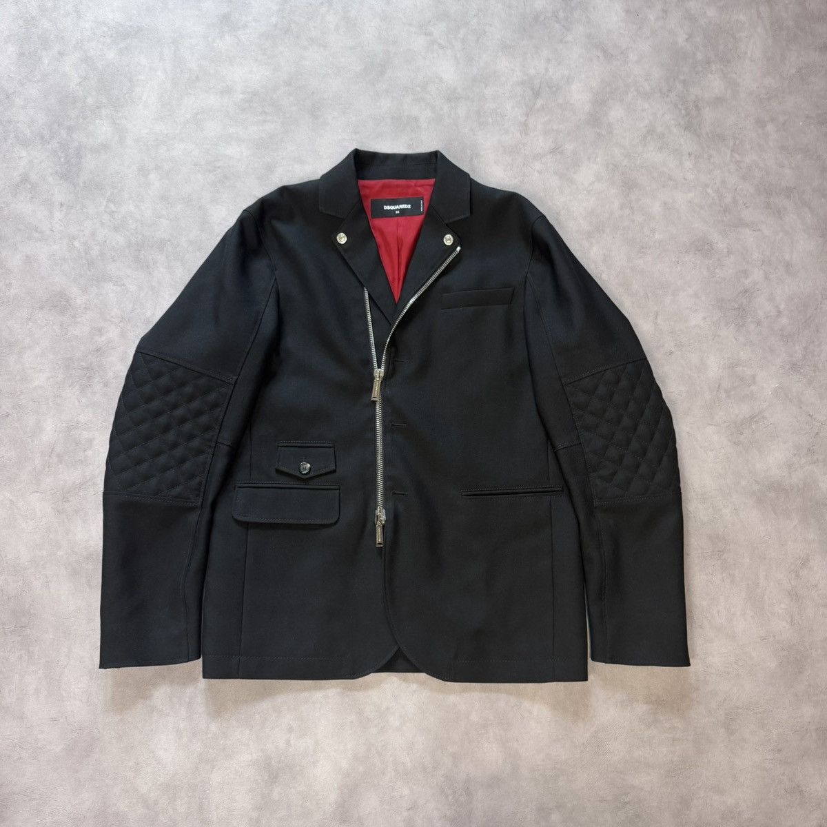 Dsquared2 Dsquared2 Men's Black Wool Biker Blazer Jacket Size:IT-54 Size US L / EU 52-54 / 3 - 1 Thumbnail