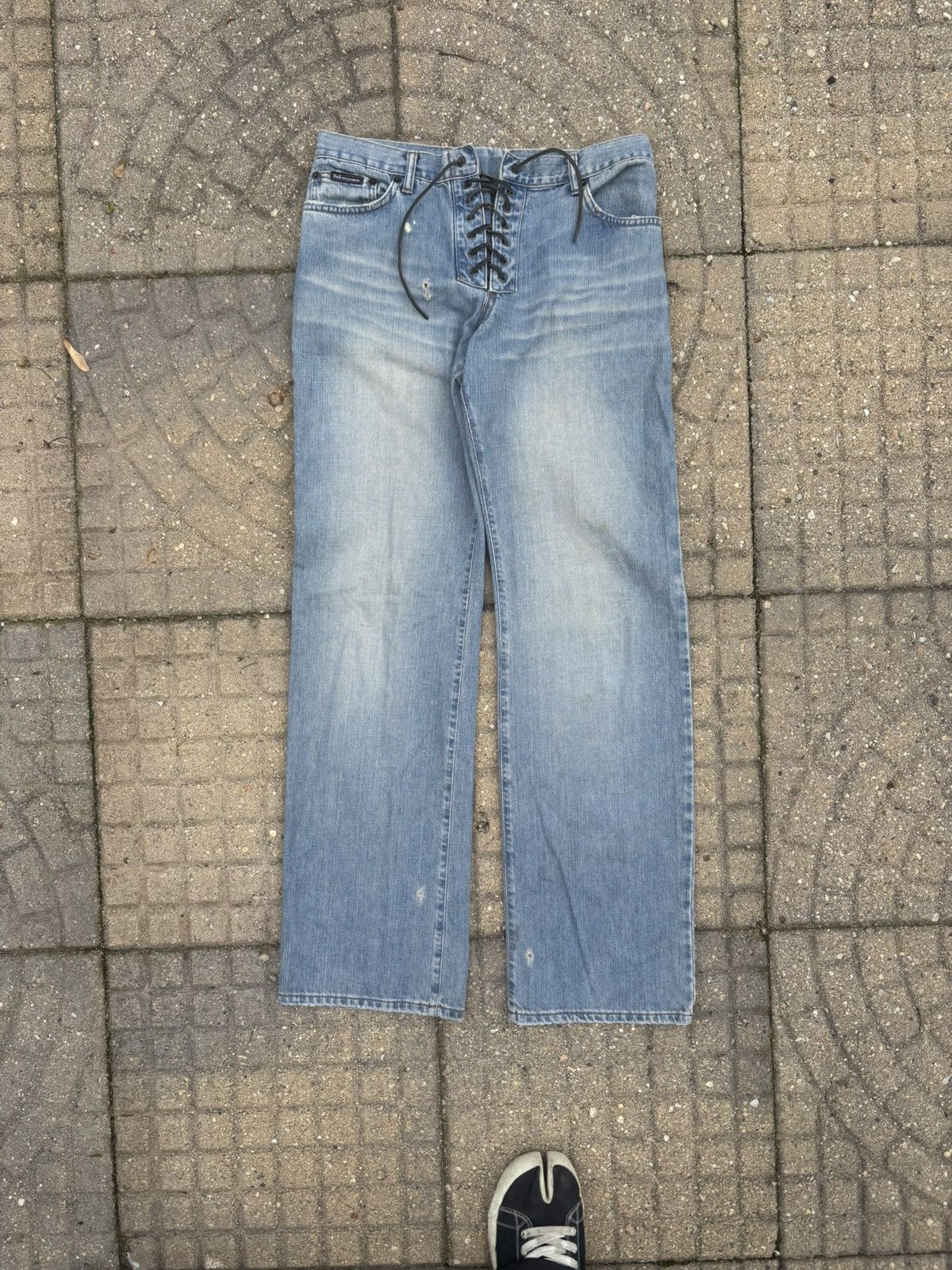 Dolce & Gabbana Vintage Dolce&Gabbana Lace Up Flared Jeans Size US 30 / EU 46 - 2 Thumbnail