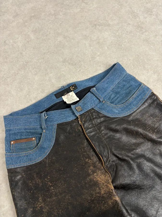 Just Cavalli 2000s Cavalli Brown Faded Leather Pants Size US 32 / EU 48 - 6 Thumbnail