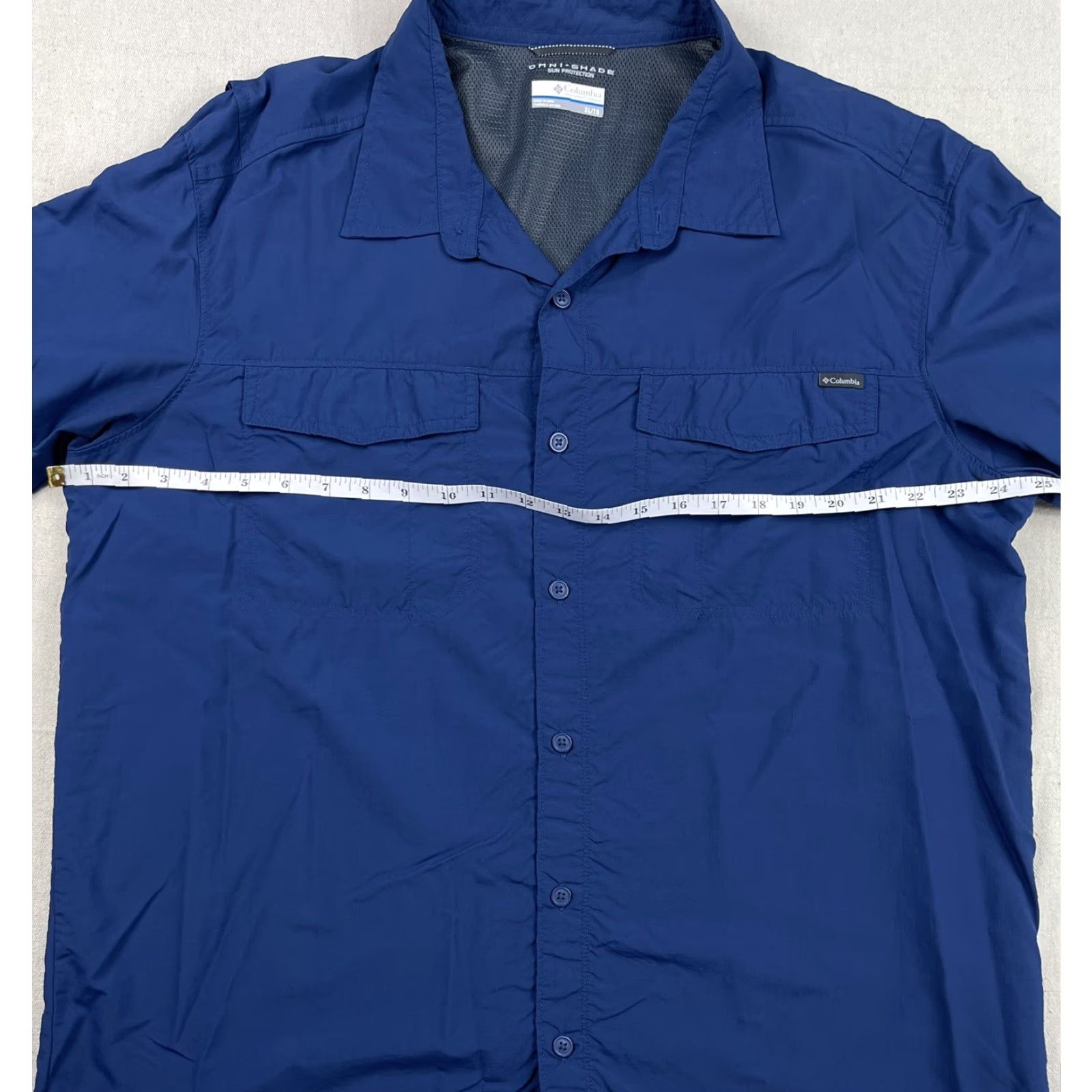 Vintage Columbia Shirt Mens Button Up Omni Shade Nylon UV Sun Protection Long Sleeve XL Navy Blue Shirt Fishing Logo Ventilated 90s? Size US XL / EU 56 / 4 - 4 Thumbnail