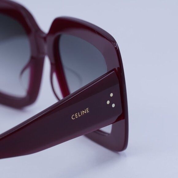 Celine CL40263I 69B Sunglasses Bordeaux Square Frame, Smoke display picture 2