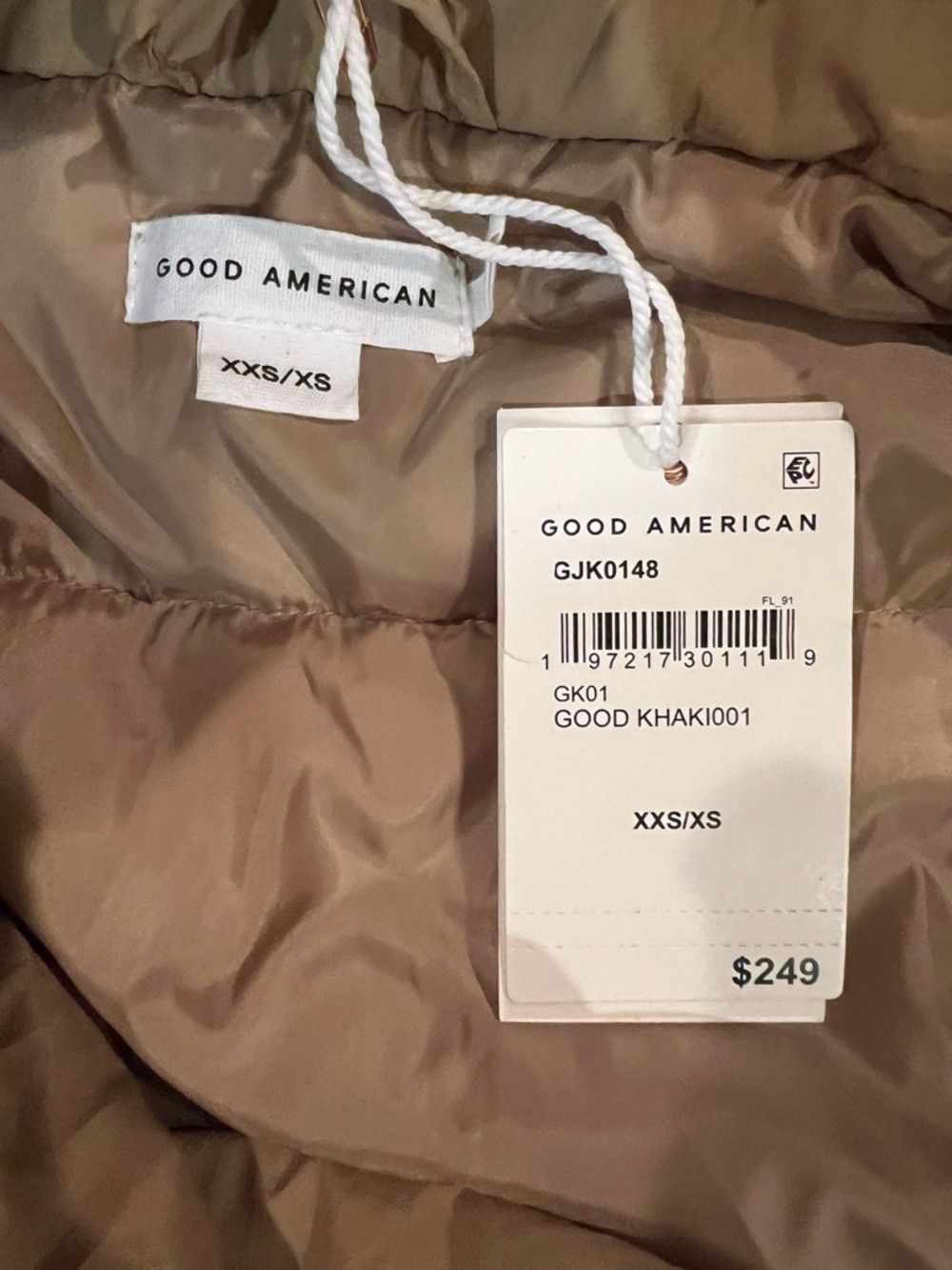 Good American Good American Puffer Trench Coat Khaki XXS/XS NWT Belted Li Size XS / US 0-2 / IT 36-38 - 4 Thumbnail
