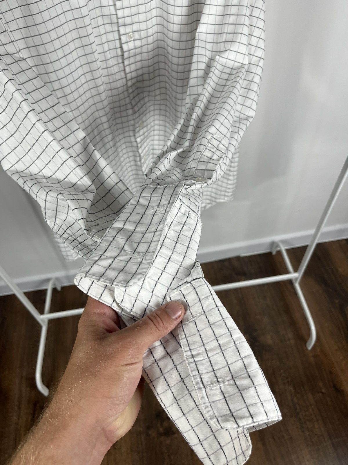 Armani Collezioni Armani Collezioni Luxury Shirt 39/15.5 Grid Check Cotton Size US M / EU 48-50 / 2 - 5 Thumbnail