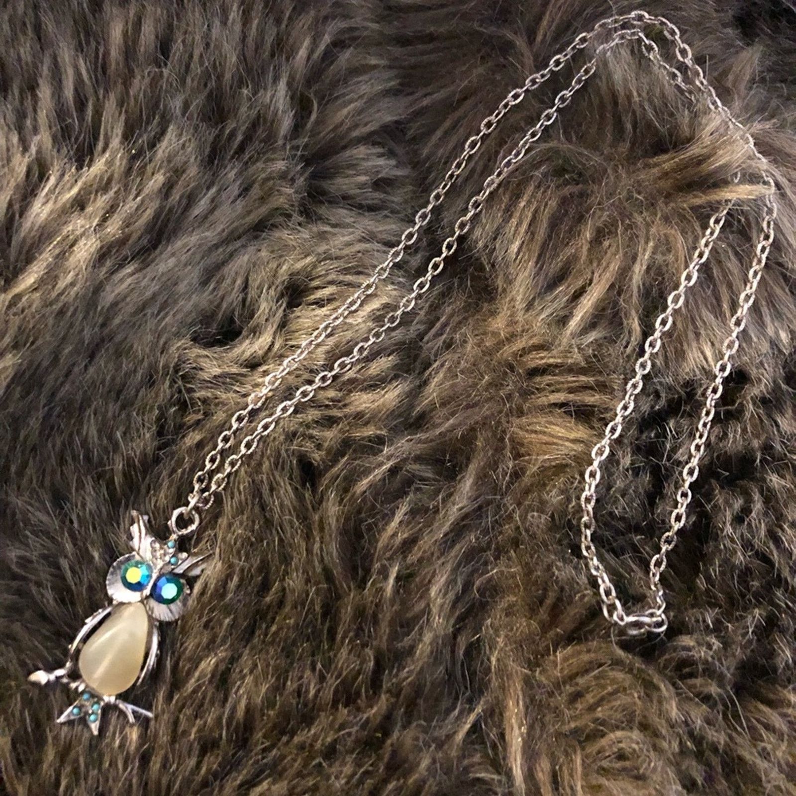 Vintage Vintage agate owl body pendant on chain necklace Size ONE SIZE - 7 Thumbnail