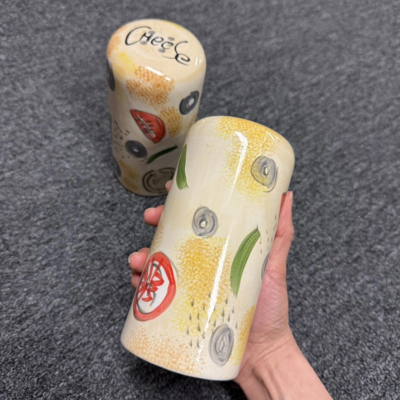Designer Set of 2 Ceramic Cheese & Chili Shakers Size ONE SIZE - 3 Thumbnail