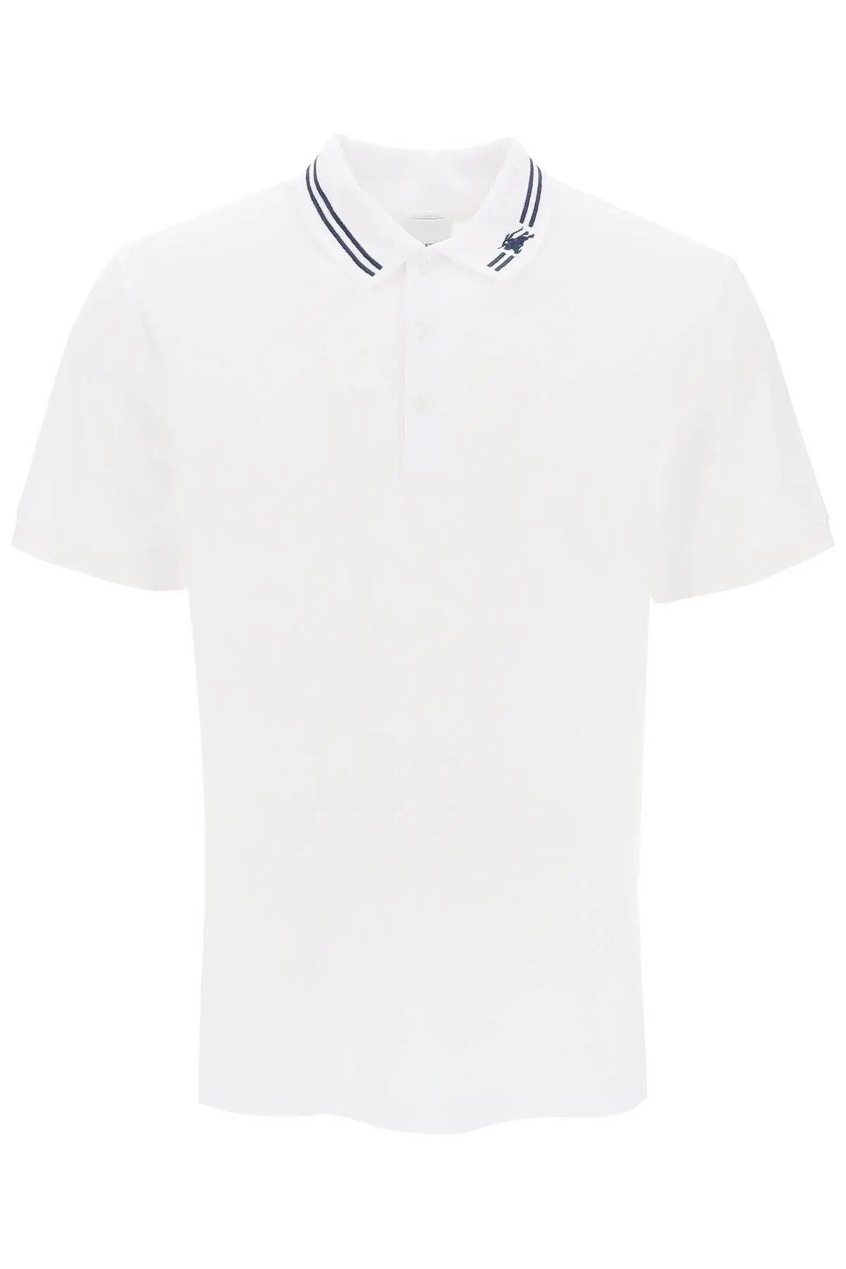 image of Burberry O1S22I1N0224 Striped Collar Polo Shirt In White, Men's (Size XL)