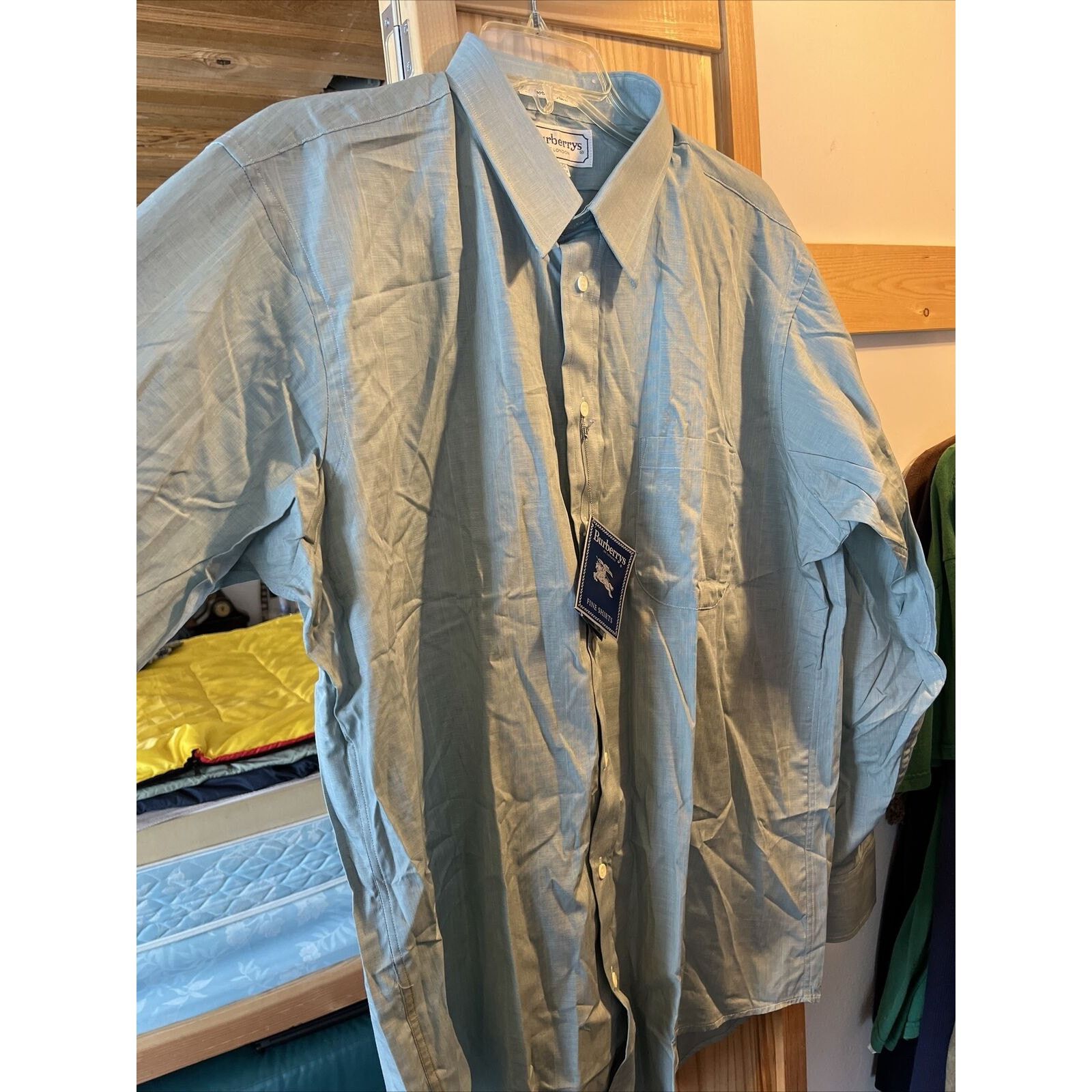 Burberry Burberry Men’s 16.5 34 Green Grey LS Button Up Cotton Shirt Size US L / EU 52-54 / 3 - 5 Thumbnail