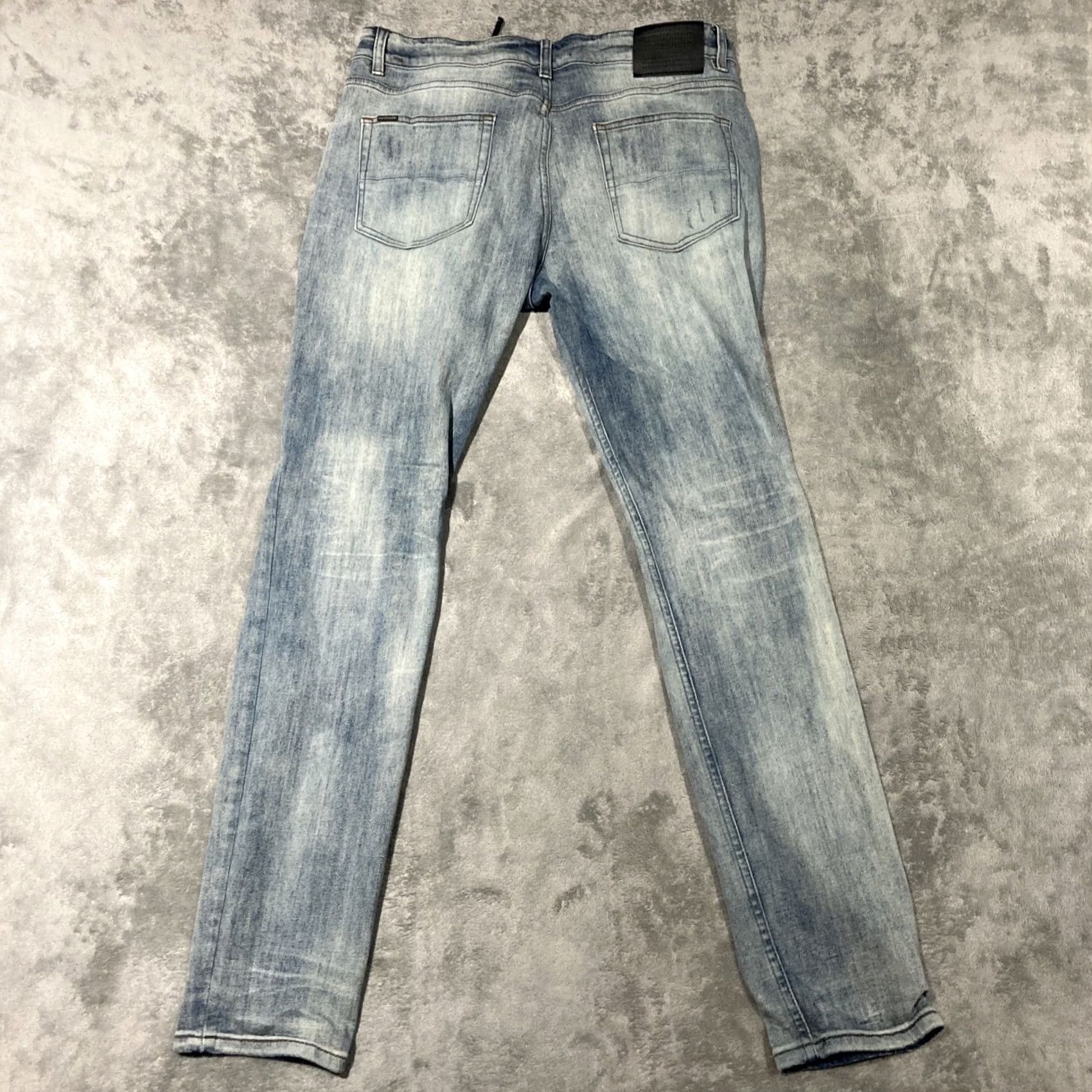 Denime Serenade Jeans Men's 38x32 Slim Straight Ripped Denim Stretch Light Wash Blue Waist 38 Night Rock American Mens Jeans Size US 38 / EU 54 - 6 Thumbnail