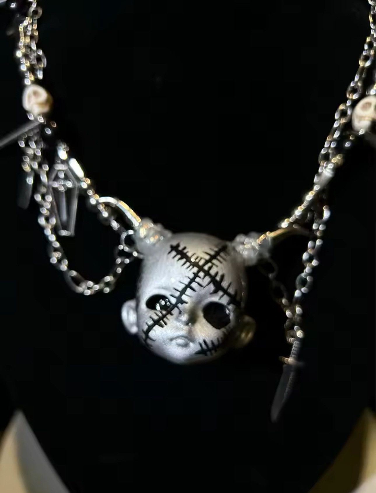 Other Gothic Punk Style Horned Doll Chain Necklace Size ONE SIZE - 3 Thumbnail