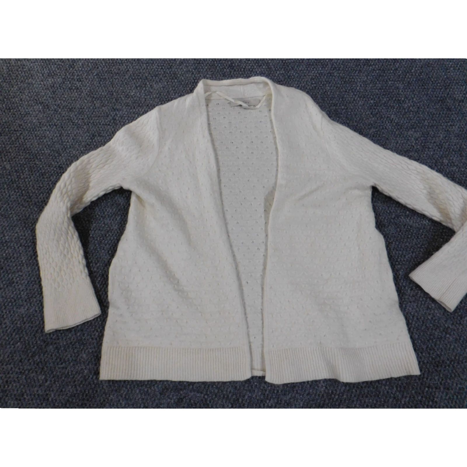 Loft LOFT Cardigan Sweater White L Womens Mock Neck Knit Wool Rayon Stretch Casual Modern Regular Size L / US 10 / IT 46 - 4 Thumbnail