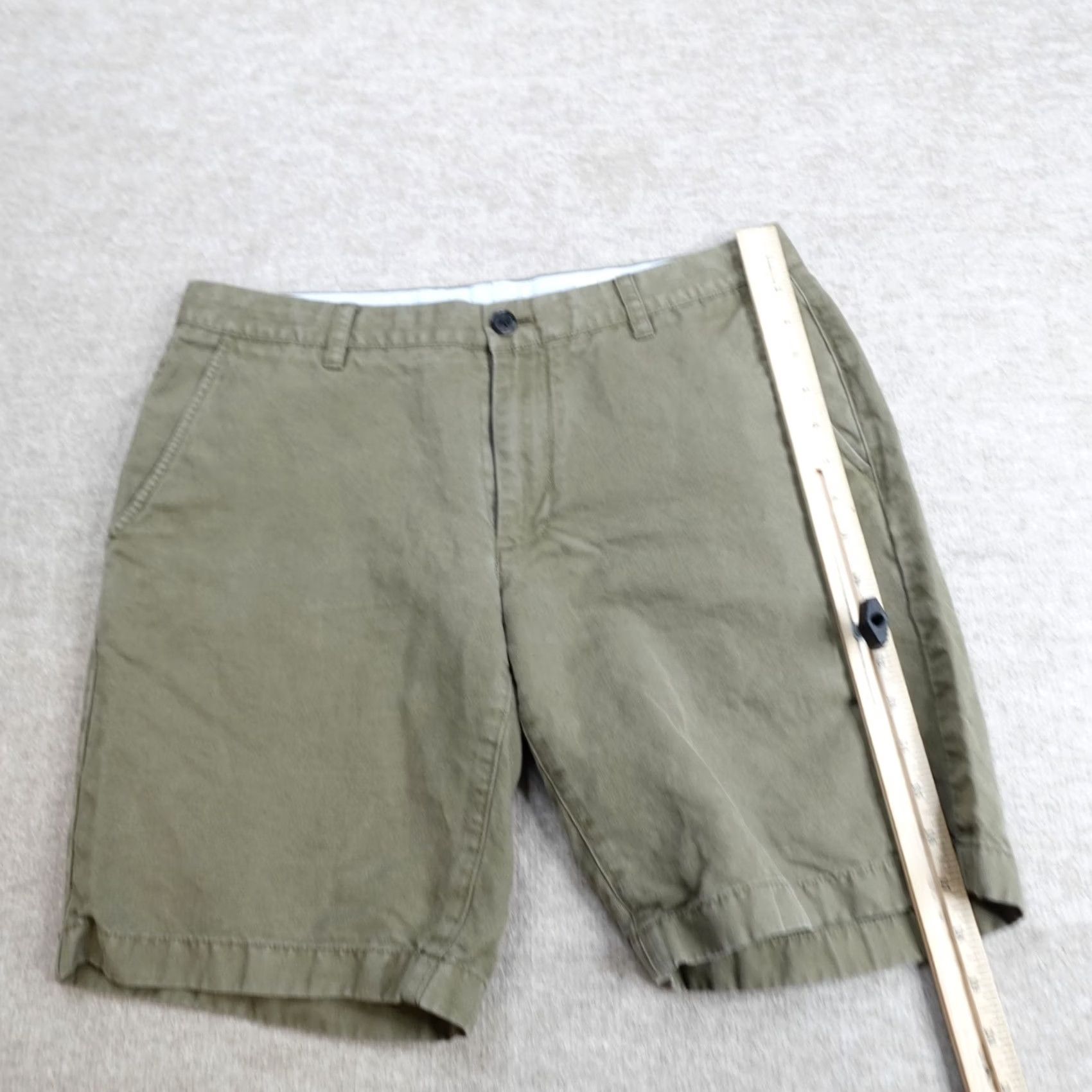 Olive Jommers Mens Chino Shorts 33 Green Olive Solid Linen Blend Baird McNutt Size US 32 / EU 48 - 2 Thumbnail