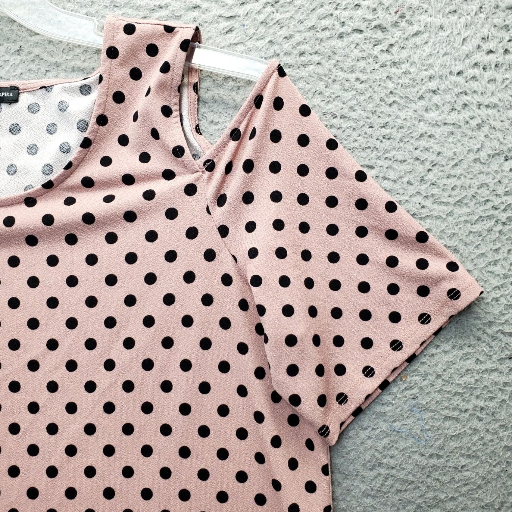 Adrianna Papell Adrianna Papell Blouse Womens Size L Polka Dot Cold Shoulder Sleeve Multicolor Top Size L / US 10 / IT 46 - 3 Thumbnail
