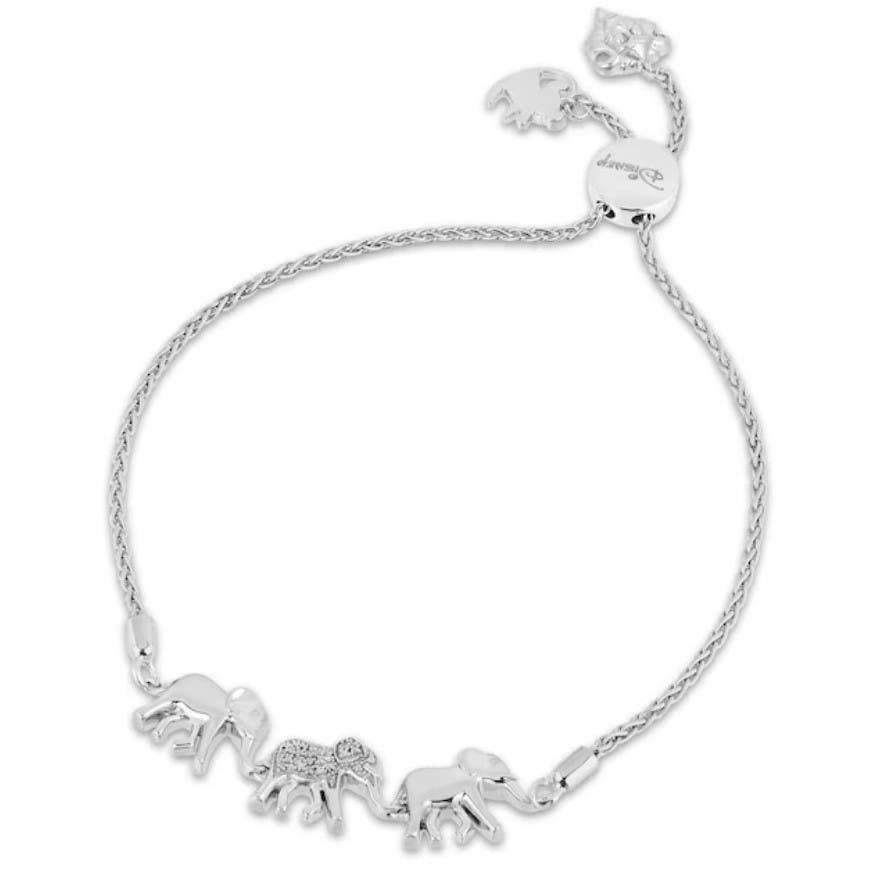 image of Disney Treasures The Lion King Diamond Elephant Bracelet in Silver, Women's