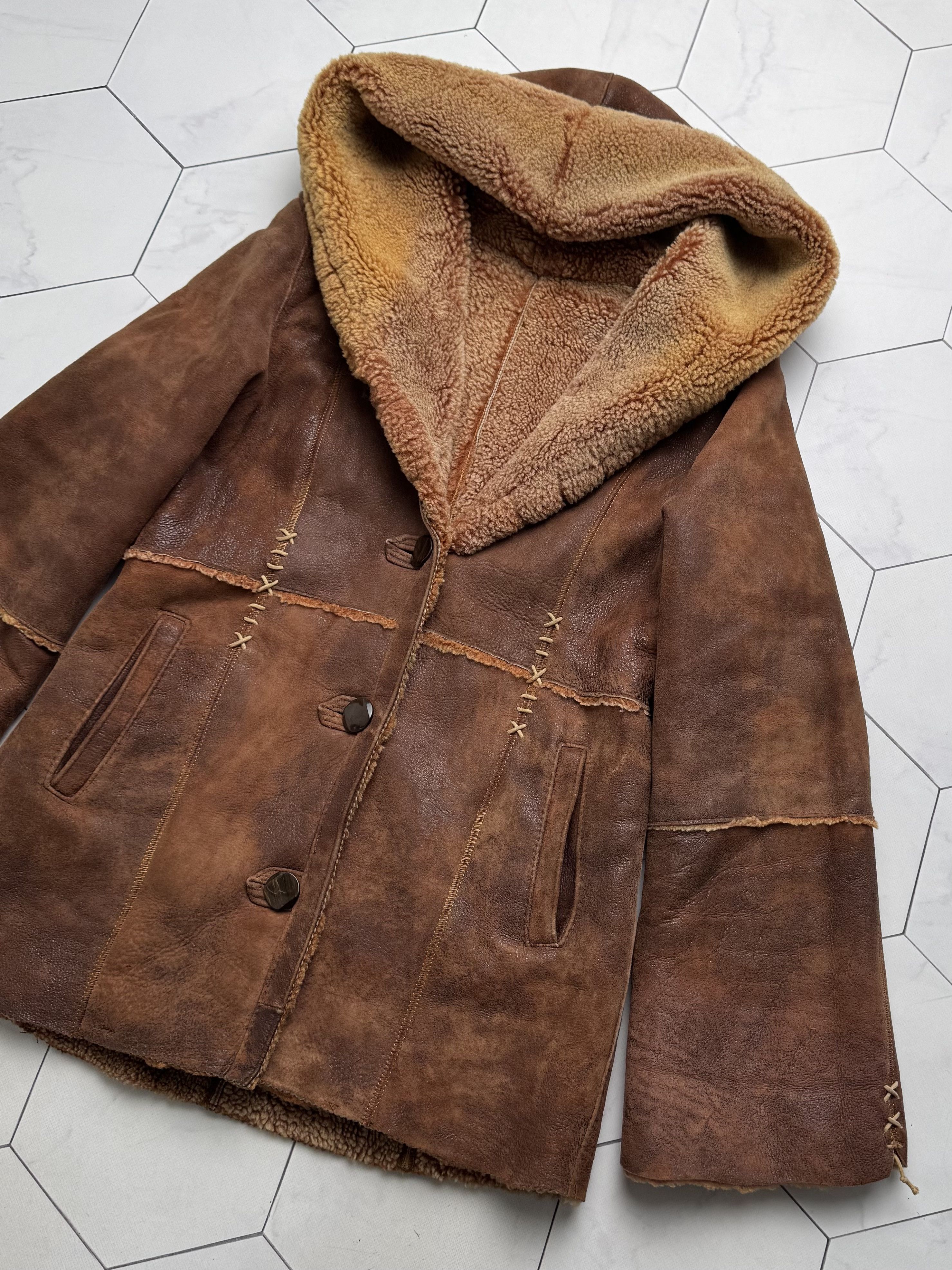 Vintage Vintage Real Sheepskin Hooded Coat (B550) Size L / US 10 / IT 46 - 8 Thumbnail