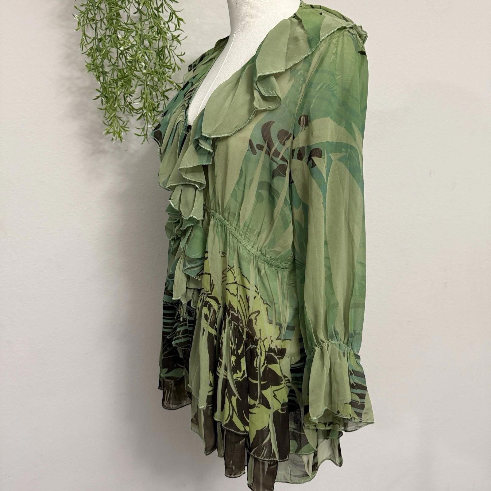 Designer Y2k DB Sport Made In Usa Fairy Ruffle Blouse Size S / US 4 / IT 40 - 2 Thumbnail