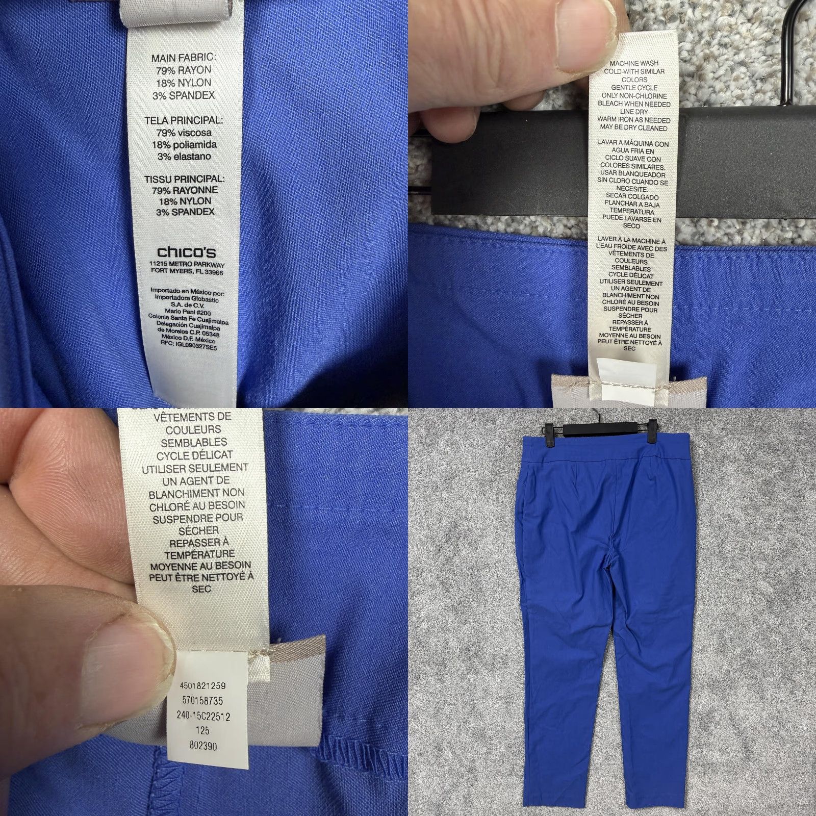 Vintage Chico's Chicos Brigitte Ankle Pants Womens Petite 8P Blue Office Slimming Tapered Pull On Pockets Solid 35in Inseam 26.5in Size 30" / US 8 / IT 44 - 8 Thumbnail
