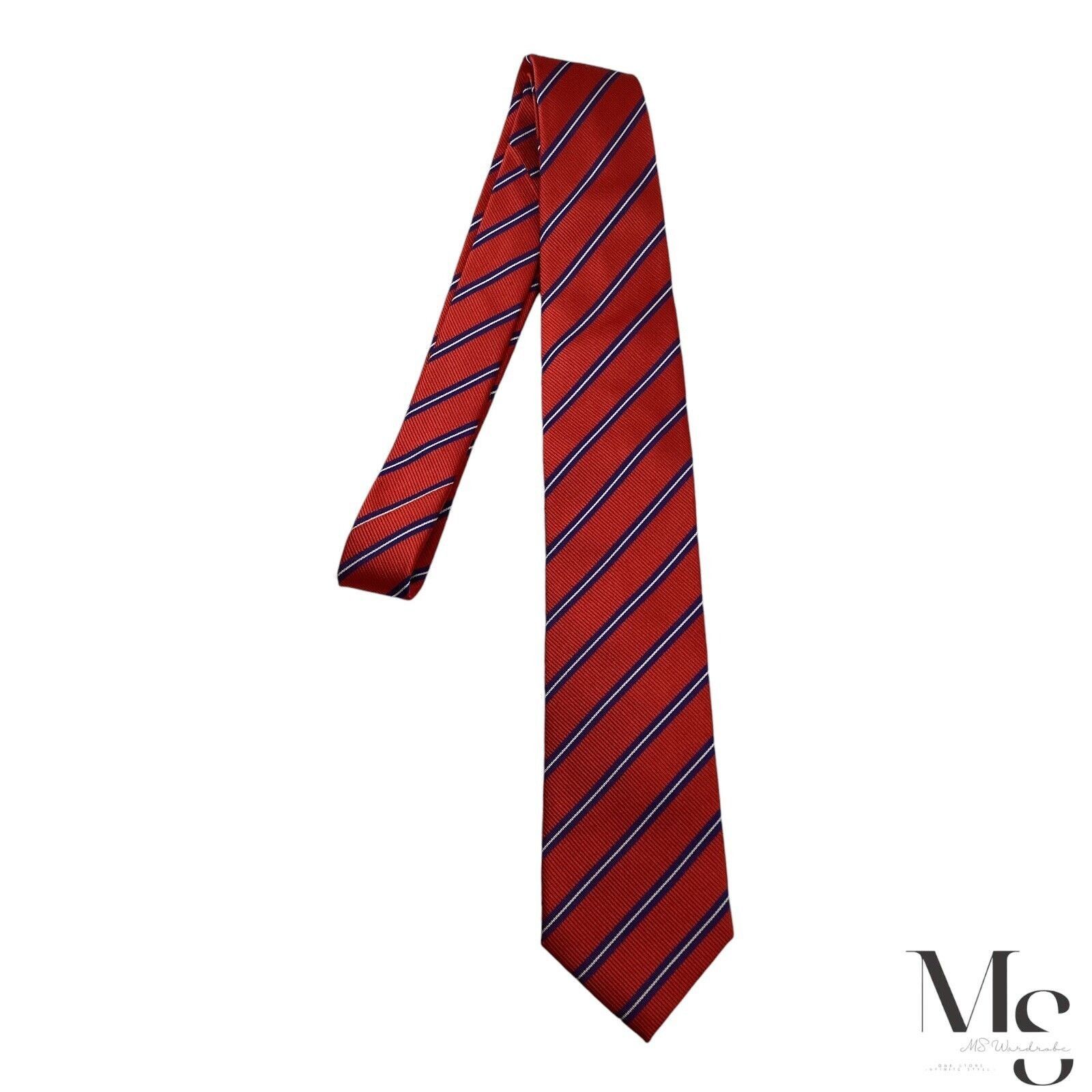 Laura Biagiotti LAURA BIAGIOTTI Red Striped Luxury Silk Tie Made In Italy W: Size ONE SIZE - 6 Thumbnail