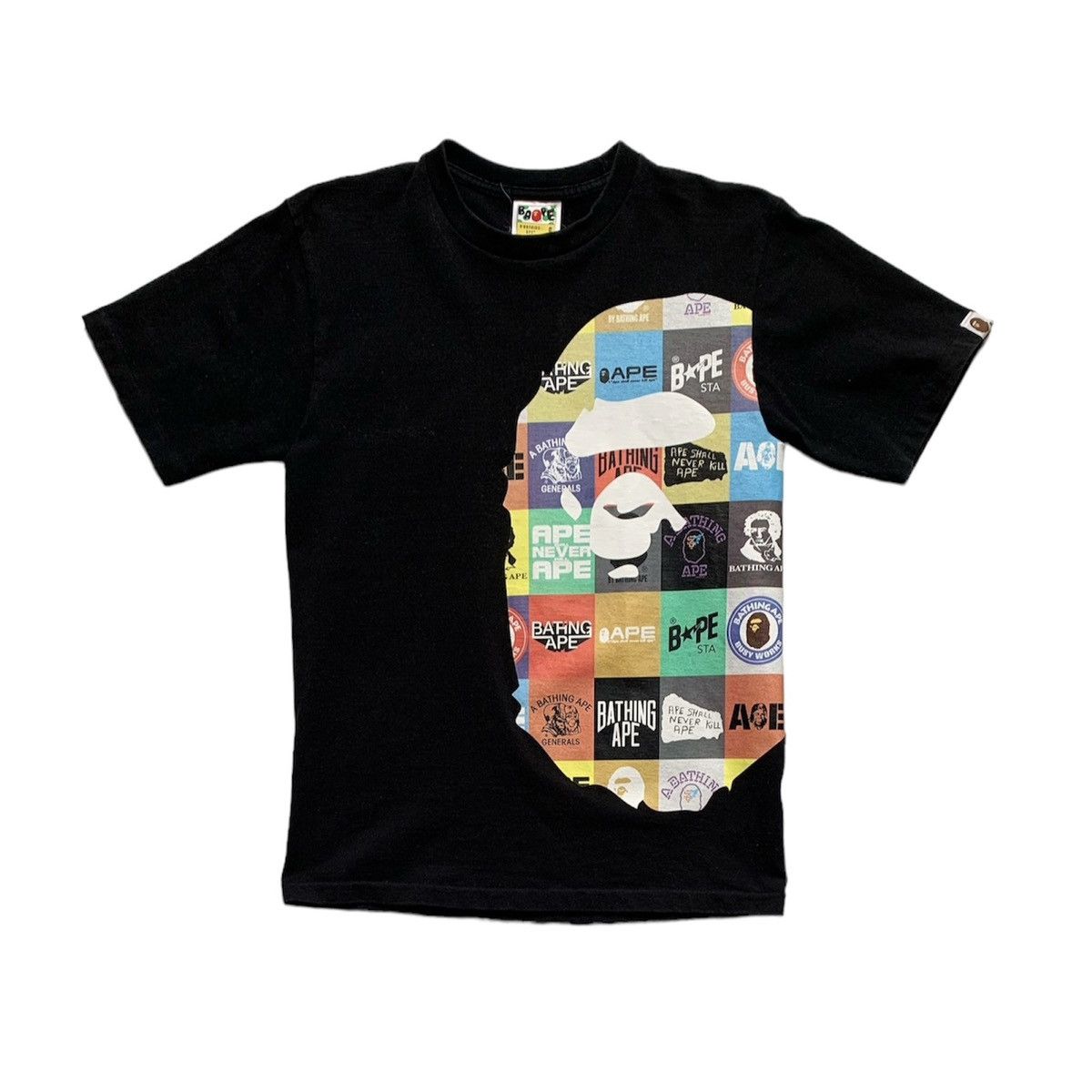 image of Bape Classic Logo Side Big Ape Head T-Shirt in Black, Men's (Size Small)